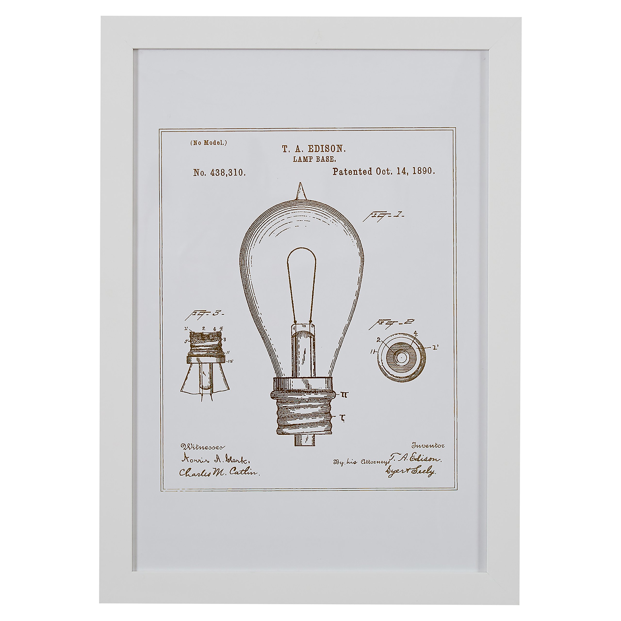 Black and White Print of 1891 Bulb in White Frame, 15" x 21"