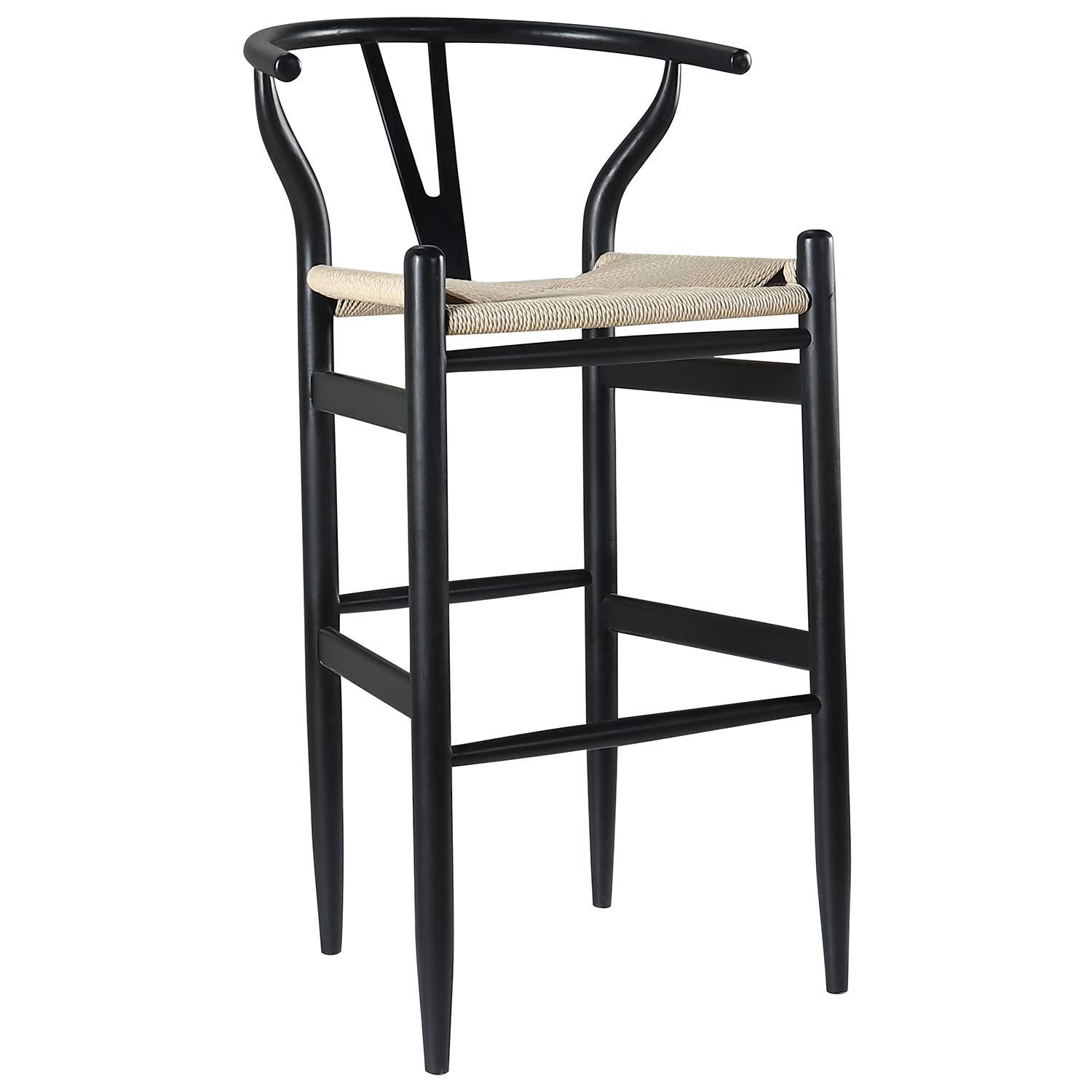 Amazon Brand – Stone & Beam Beech Wishbone Counter-Height Barstool, 42.2"H, Black and Natural
