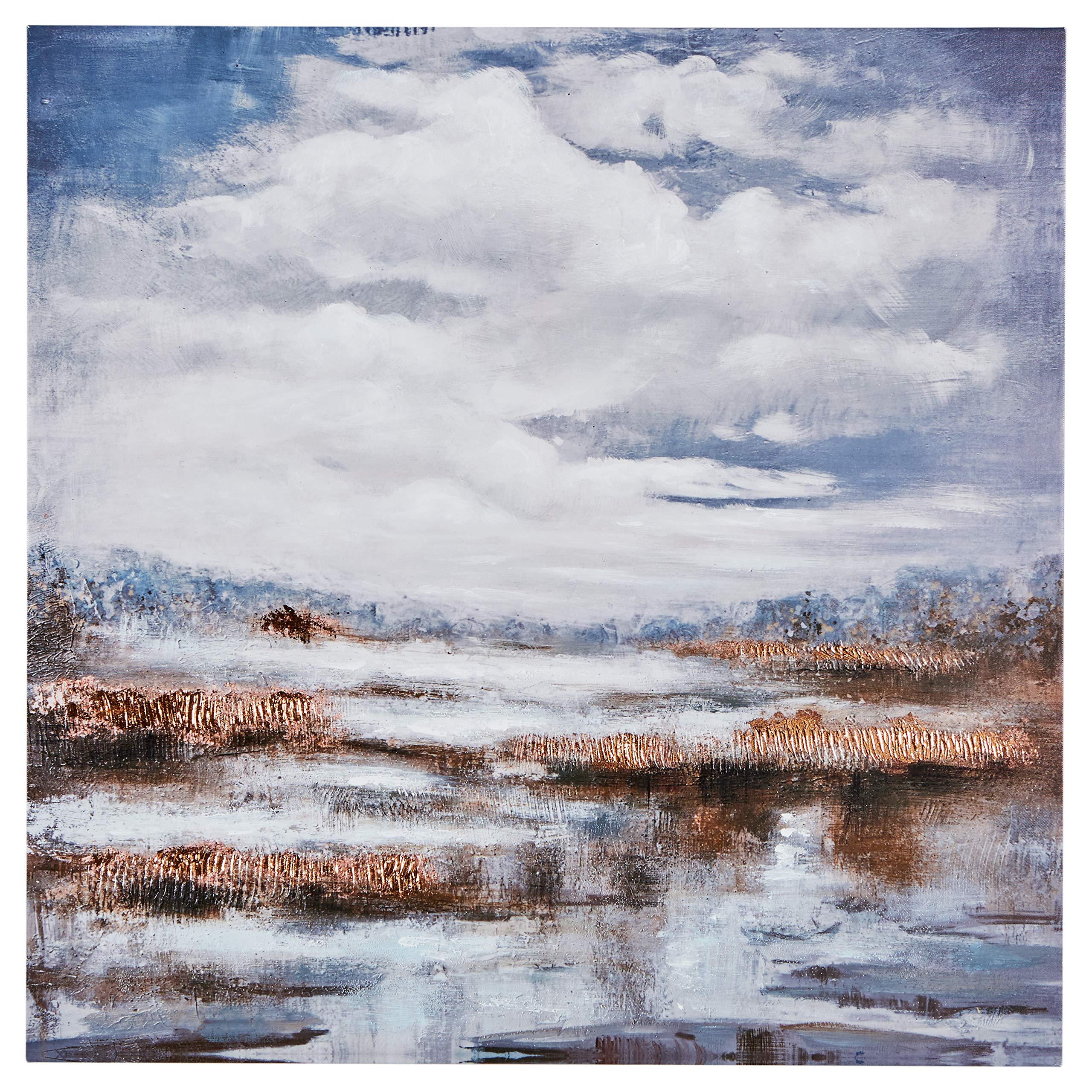 Amazon Brand – Stone & Beam Traditional Landscape Print with Copper Leaf Wall Art Decor on Canvas - 40" x 40"