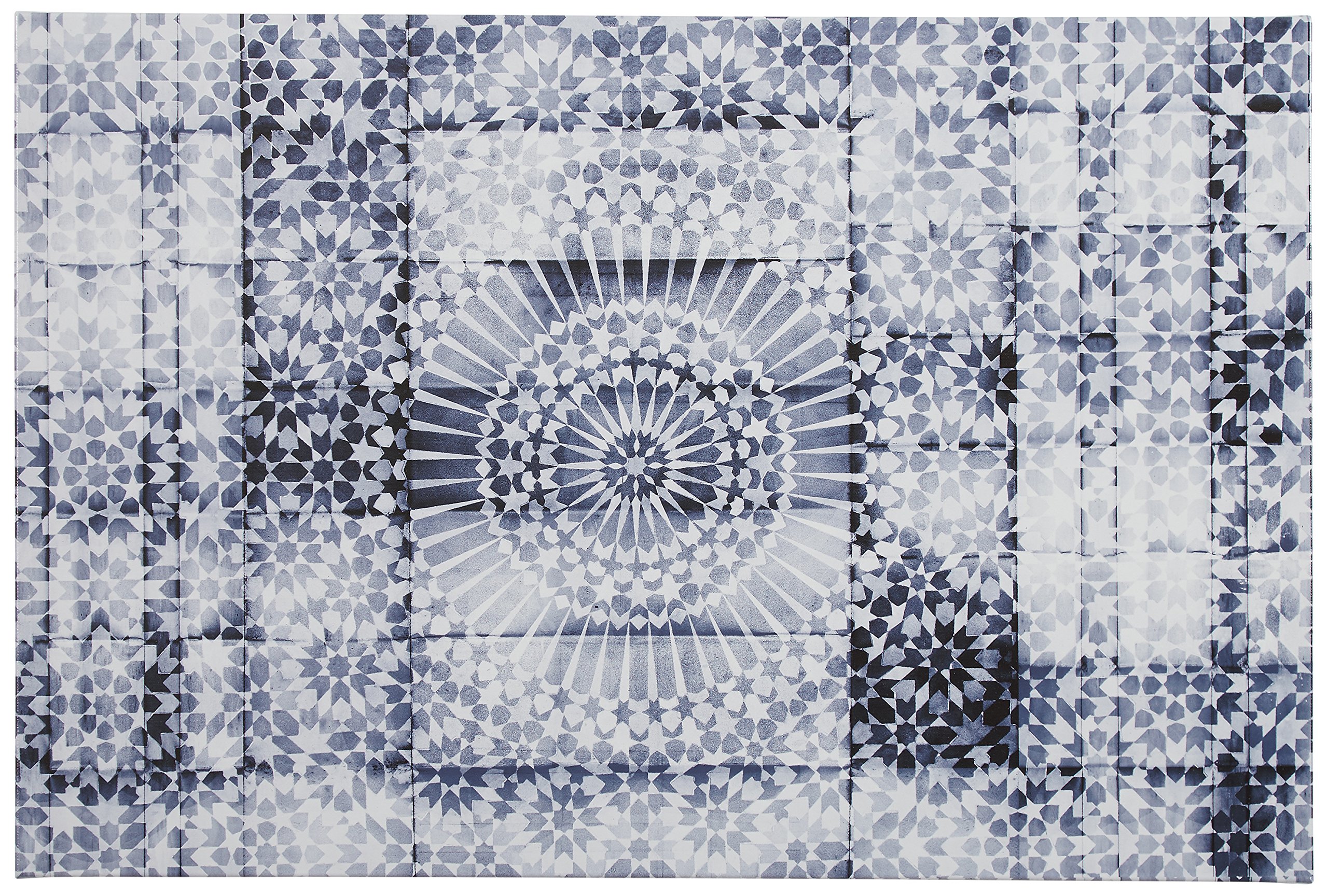 Amazon Brand – Stone & Beam Contemporary Blue and White Mandala Print Wall Art on Canvas, 24" x 16"