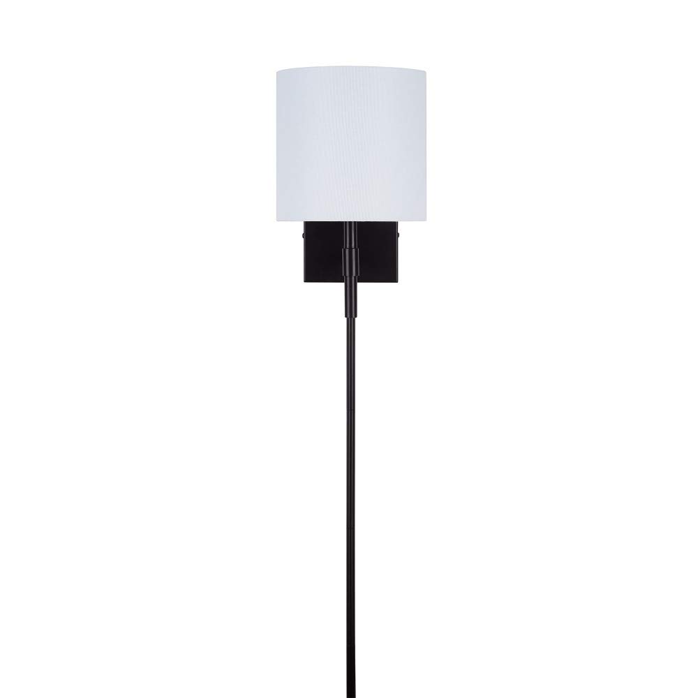 Amazon Brand – Ravenna Home Traditional Plug-In Wall Sconce with Linen Shade, LED Bulb Included, 11.75"H, Dark Bronze
