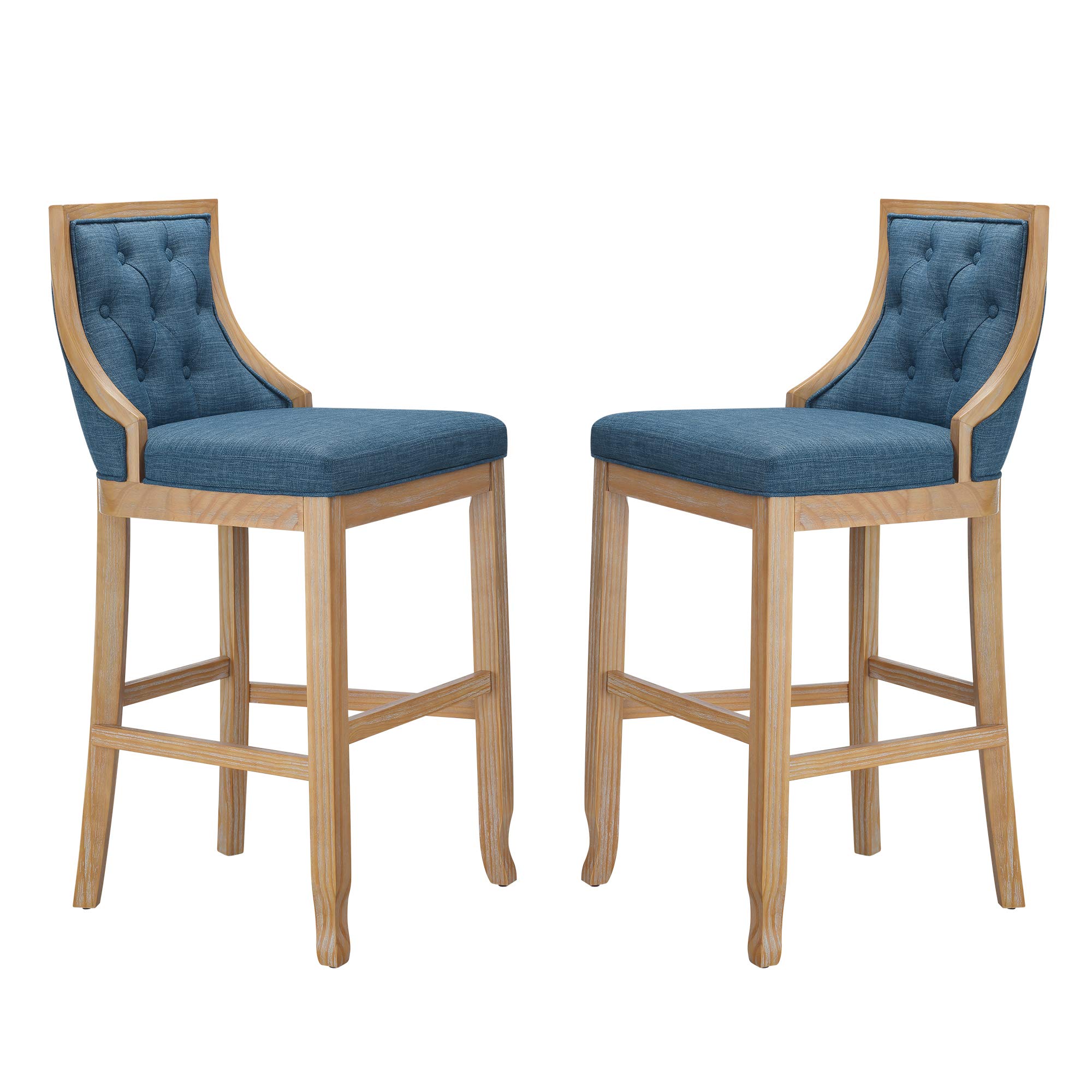 Amazon Brand – Stone & Beam Classic Tufted Barstool, Set of 2, 44"H, Navy
