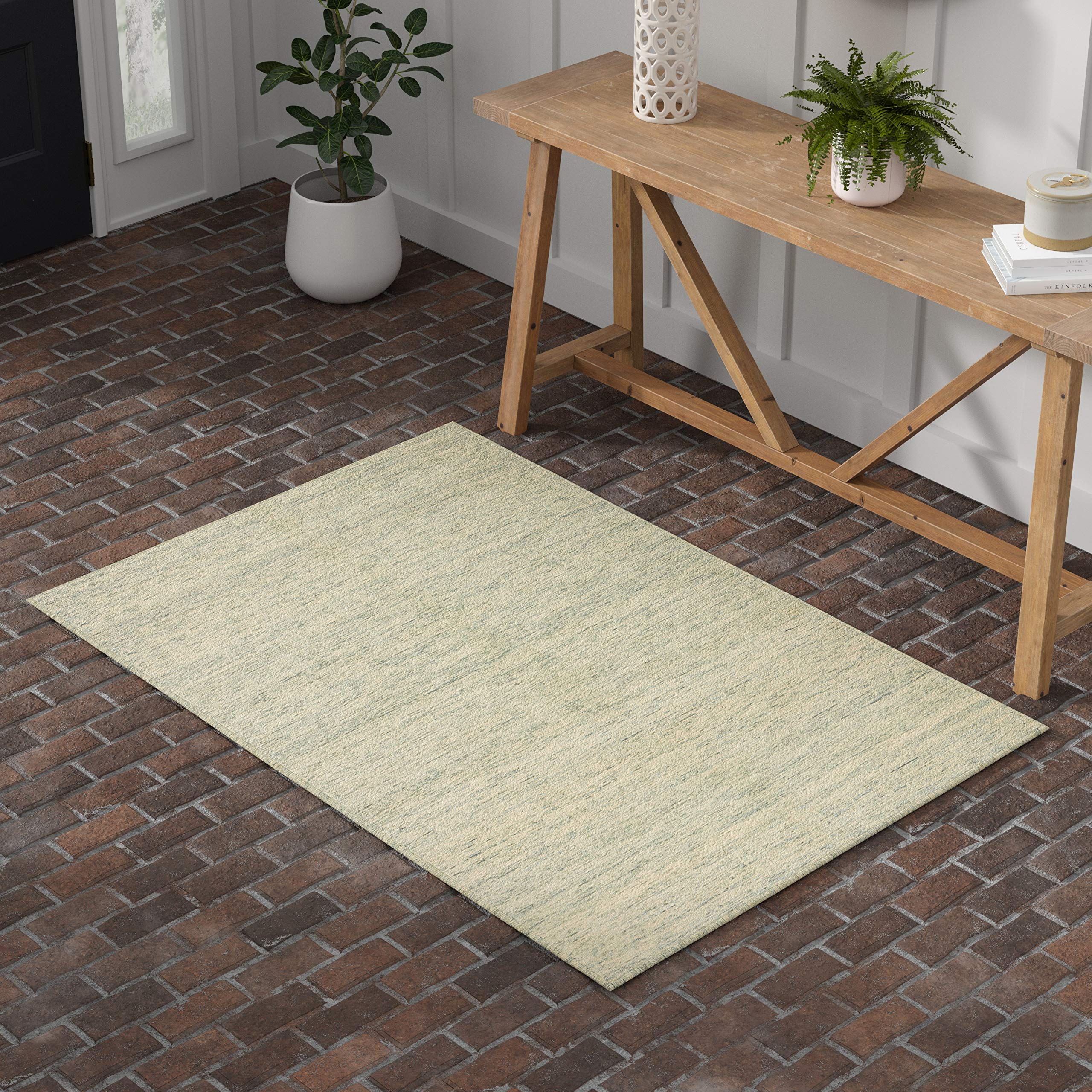 Amazon Brand – Stone & Beam Contemporary Speckle Wool Area Rug, 4 x 6 Foot, Seafoam