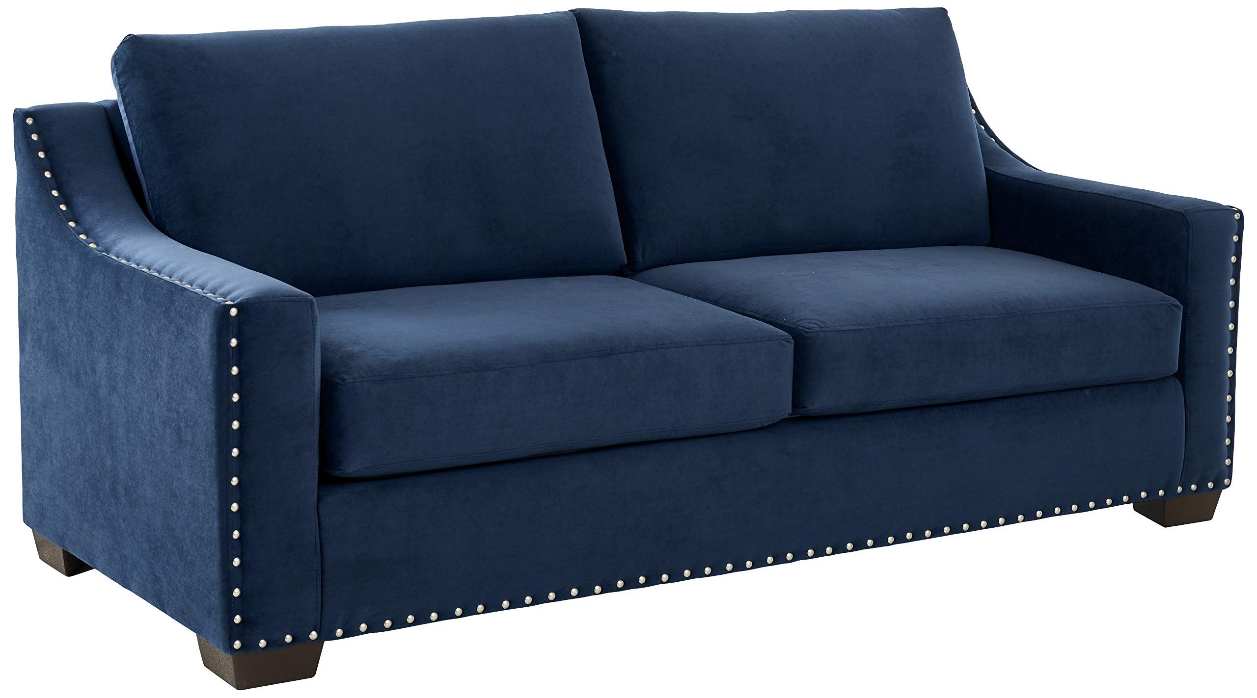 Amazon Brand – Ravenna Home Mayes Sloped Nailhead Sofa, 87"W, Indigo