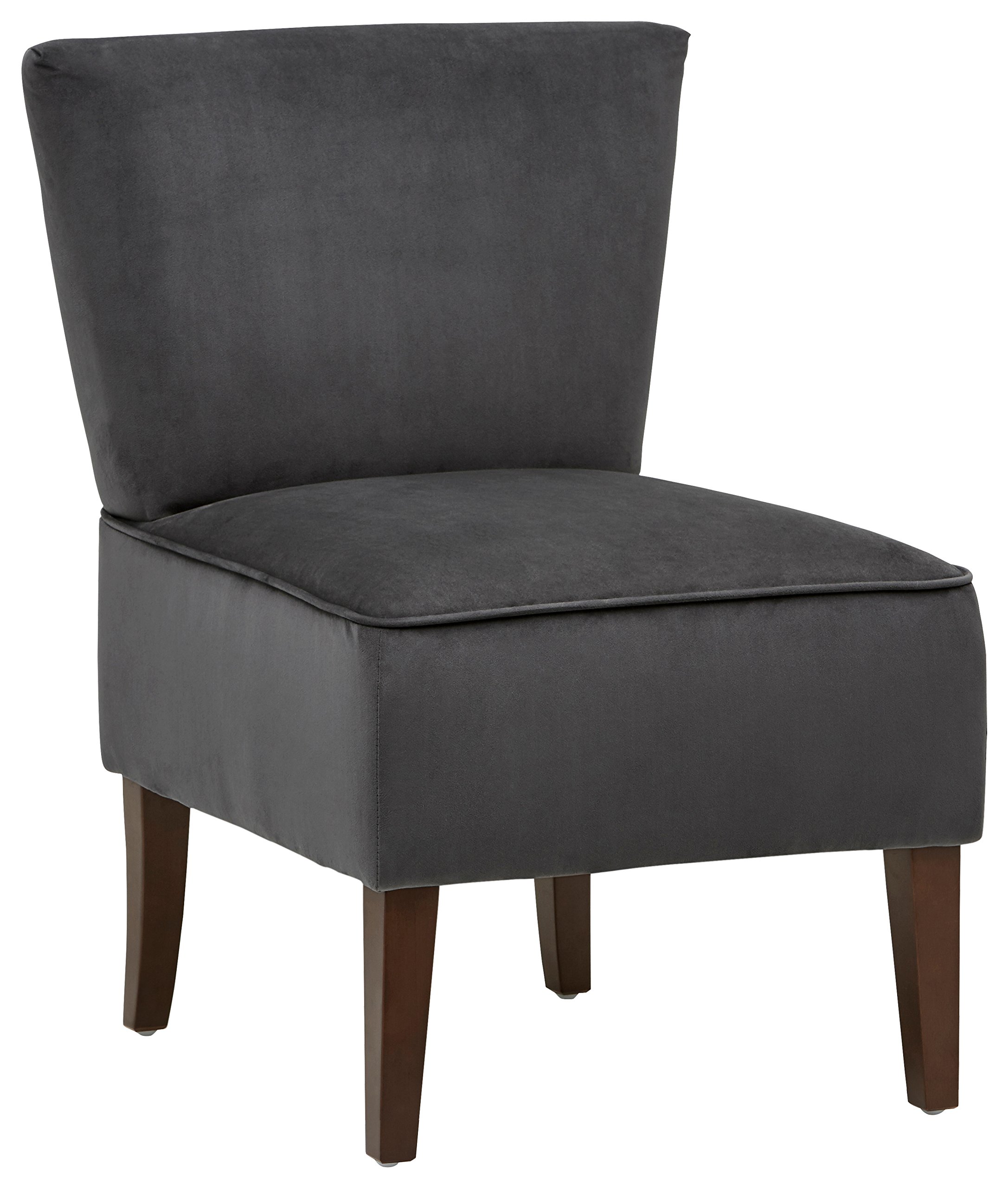 Amazon Brand – Rivet Ashworth Armless Velvet Accent Chair, 21.6"W, Steel Grey