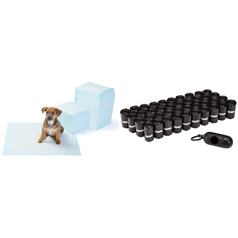 AmazonBasics Dog Waste Bags (600-Pack) and Training Pads (150-Pack)