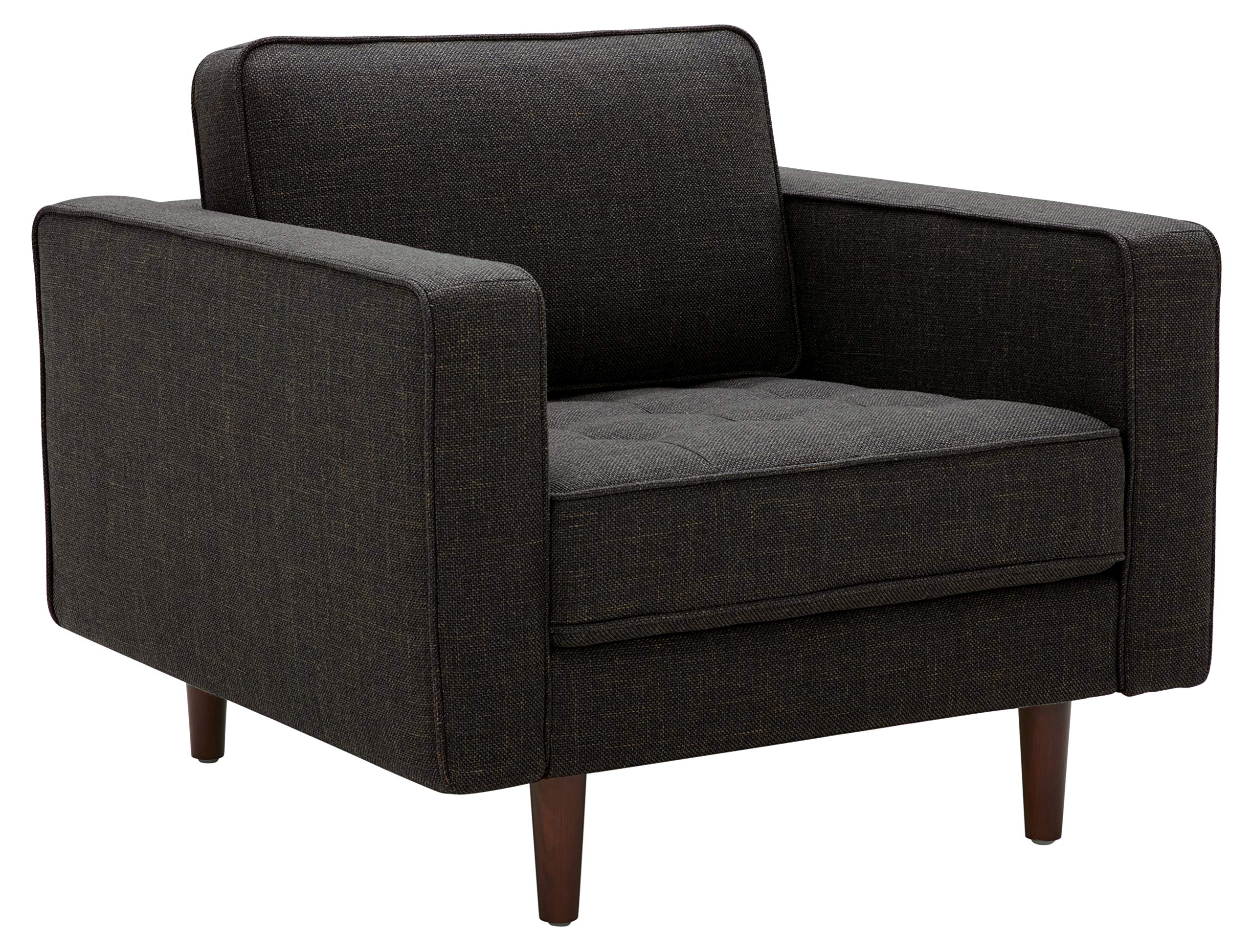 Amazon Brand – Rivet Aiden Mid-Century Chair with Tapered Wood Legs, 35"W, Dark Grey
