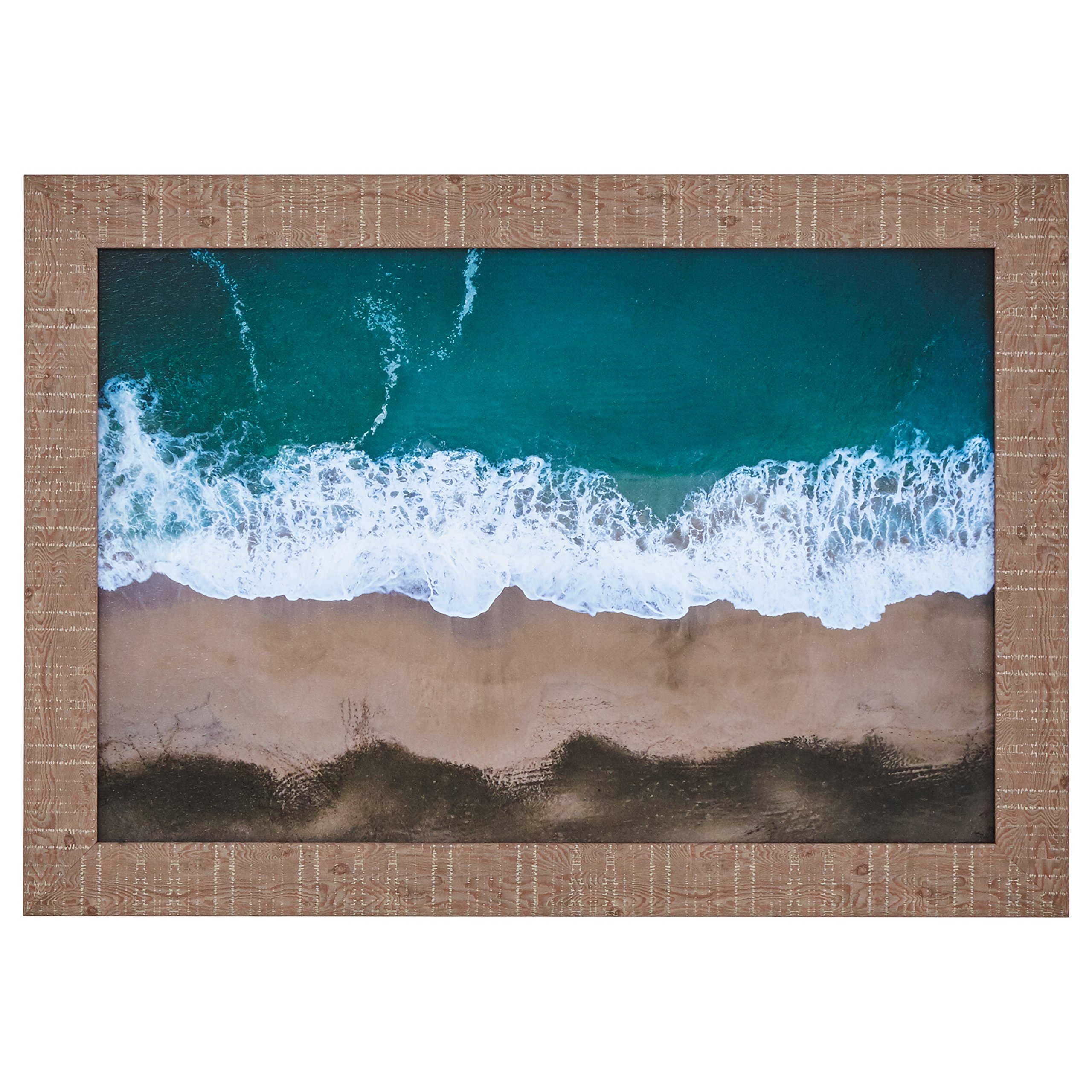 Amazon Brand – Rivet Modern Hawaiian Waves Print, Wood-Tone Frame, 30" x 42"