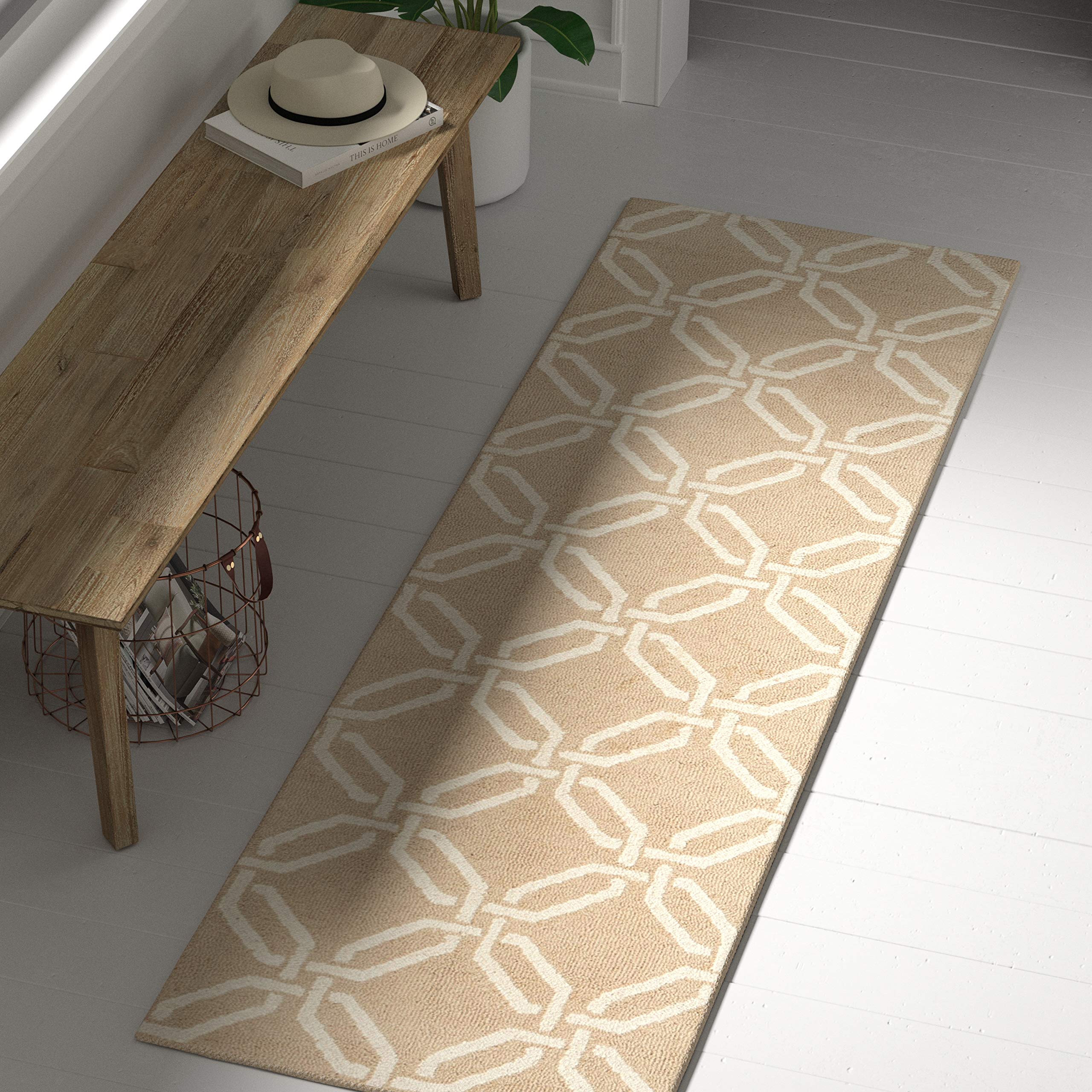 Amazon Brand – Stone & Beam Contemporary Interlocking Rings Wool Runner Rug, 2' 3" x 7' 6", Beige