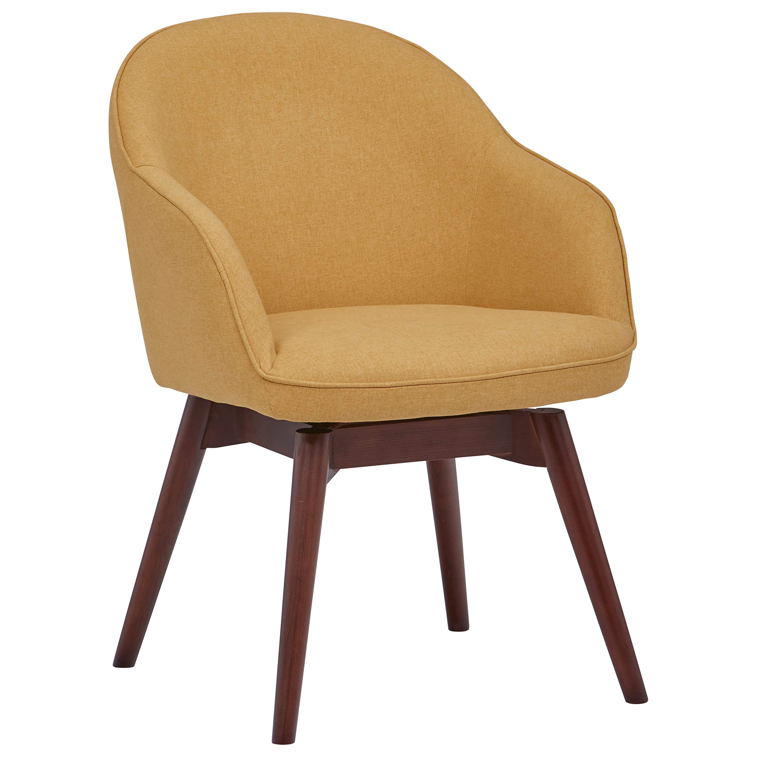Amazon Brand – Rivet Vern Contemporary Round-Back Swivel Dining Chair with Arms, 23"W, Canary Yellow