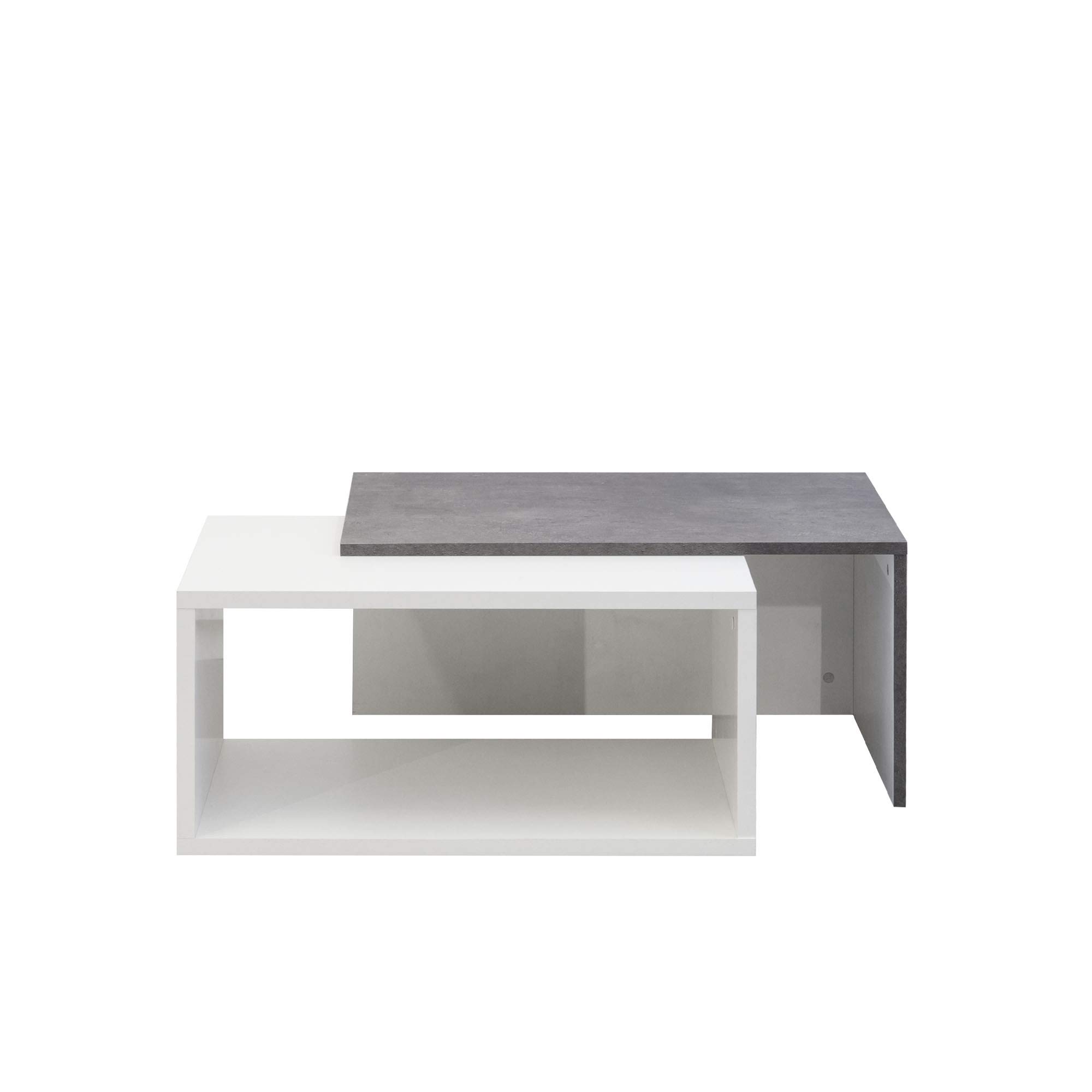 Movian Turia - Mesa de centro,110 x 70 x 73 cm (largo x ancho x alto), blanco y efecto hormigón