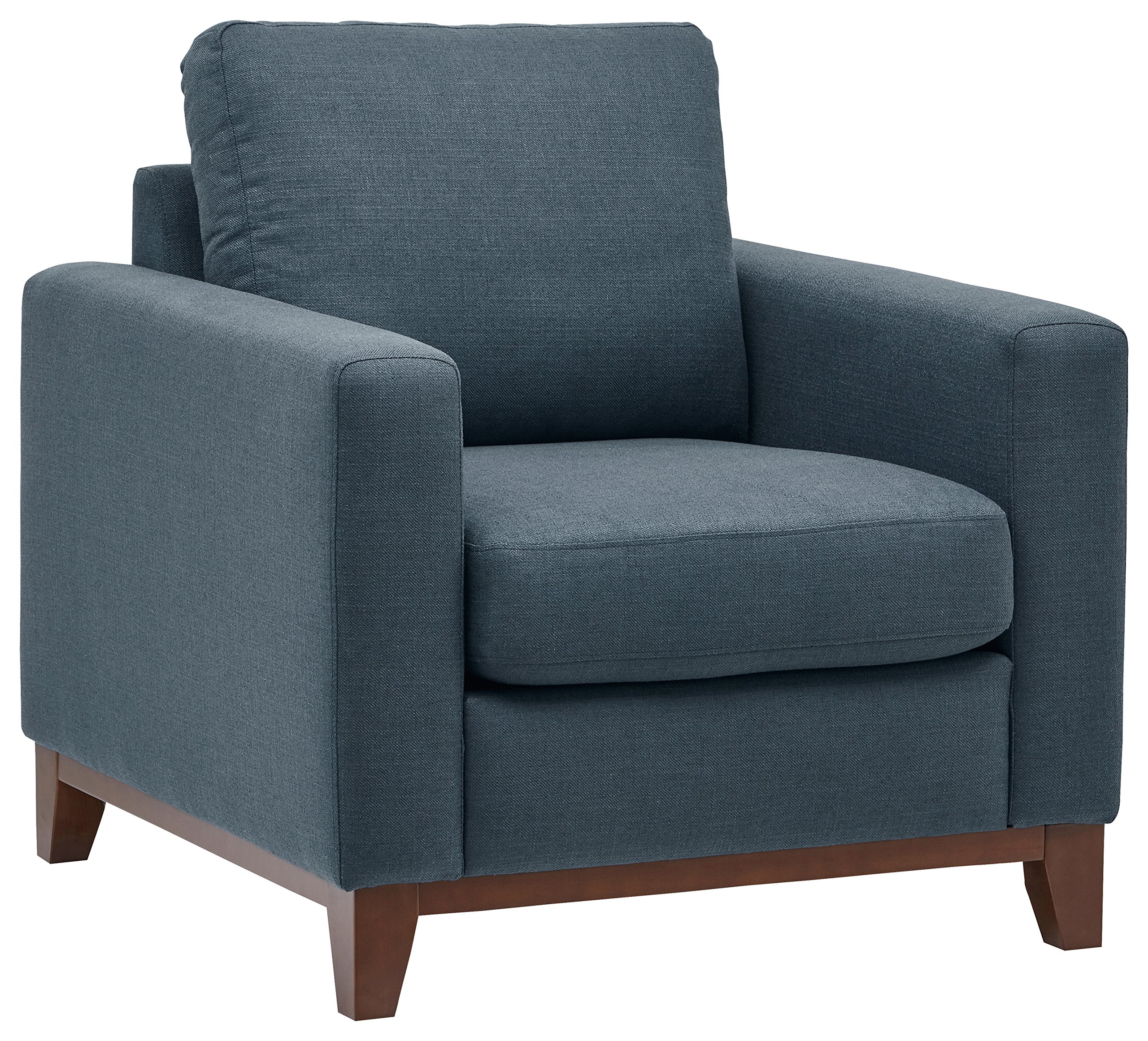 Amazon Brand – Rivet North End Wood Accent Living Room Arm Chair, 38"W, Denim