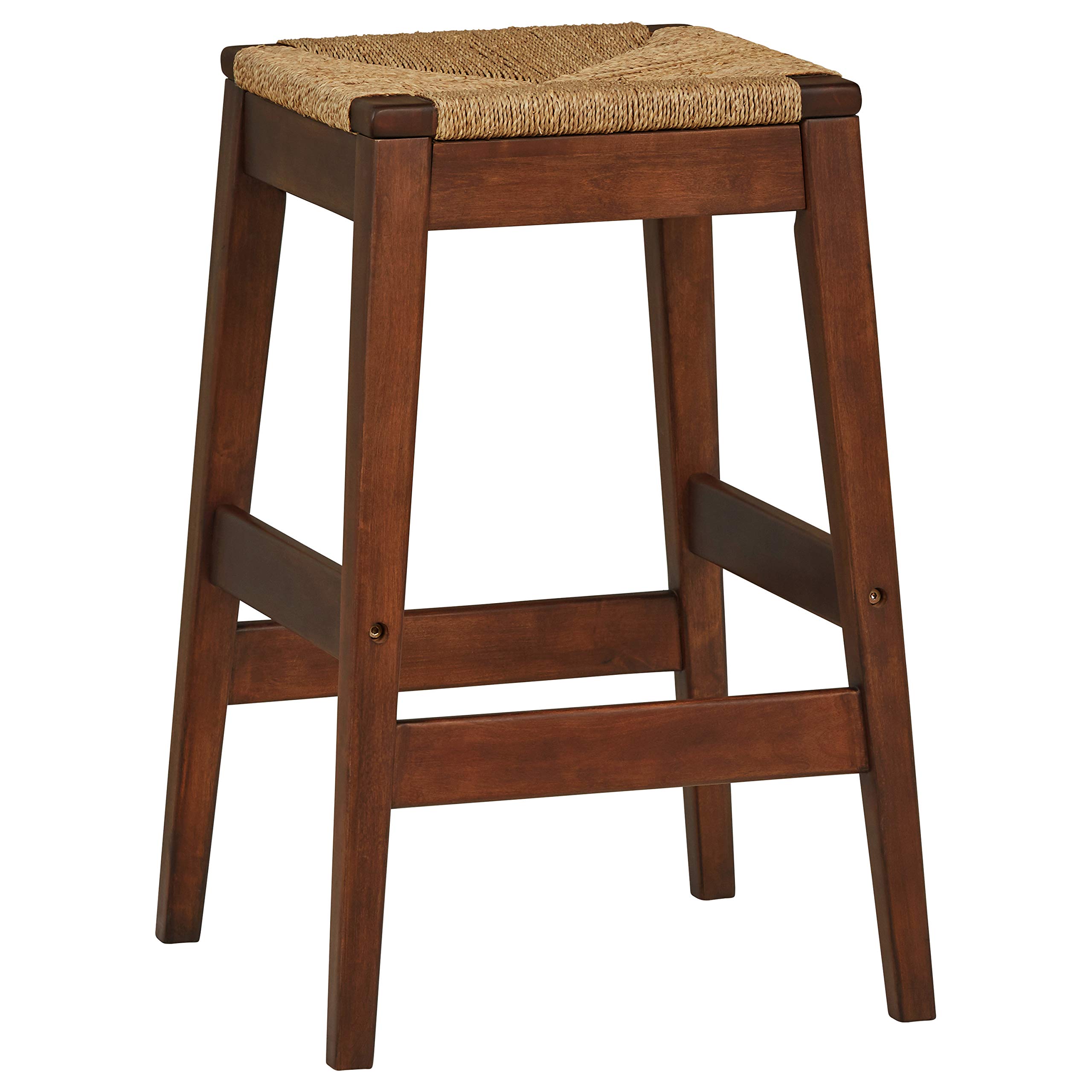 Amazon Brand – Stone & Beam Seagrass-Woven Barstool, 30"H, Brown