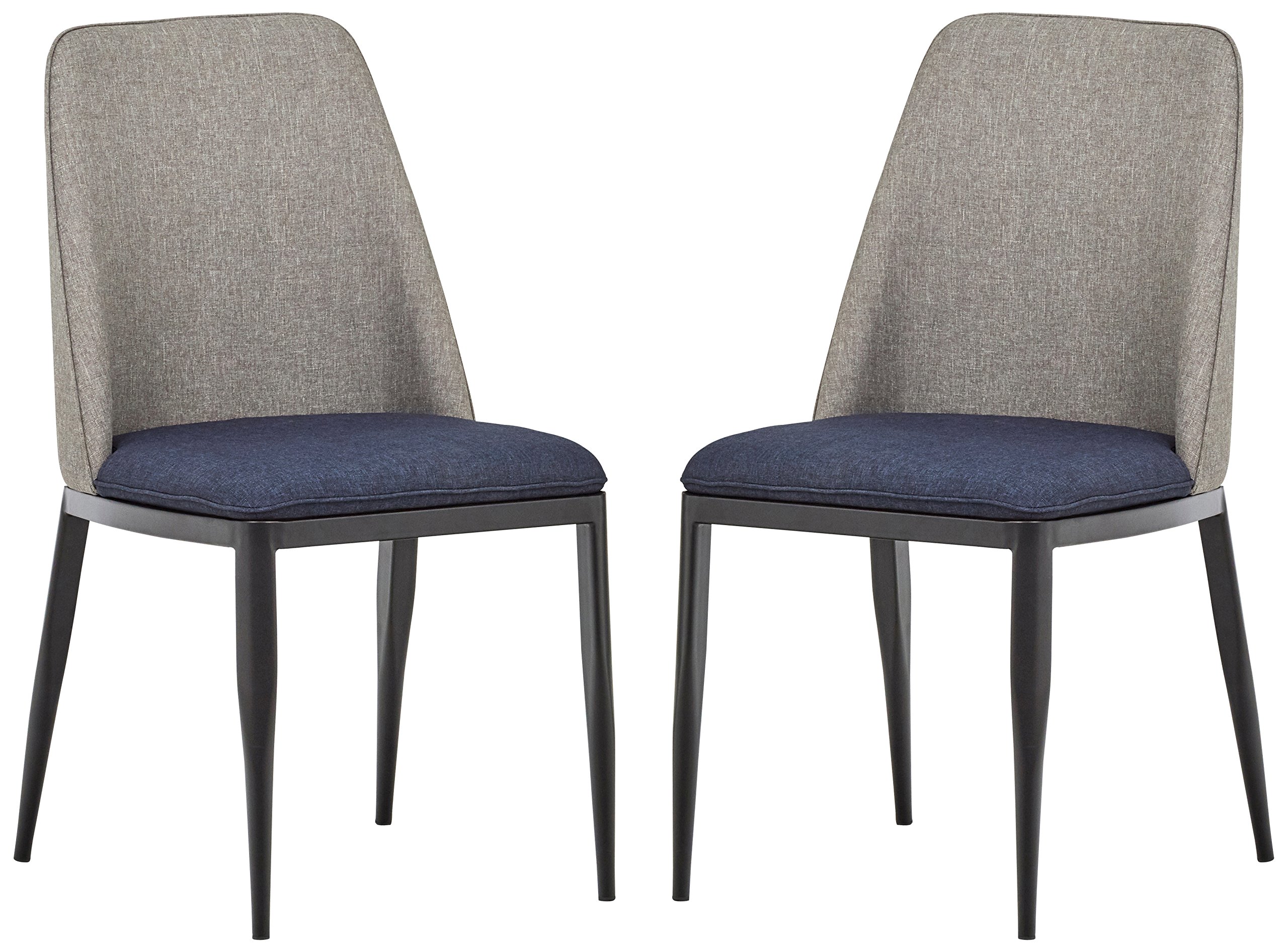 Amazon Brand – Rivet Roger Set of 2 Mid-Century Modern 2-Tone Accent Dining Room Kitchen Chairs, 34.8 Inch Height, Grey and Navy Blue
