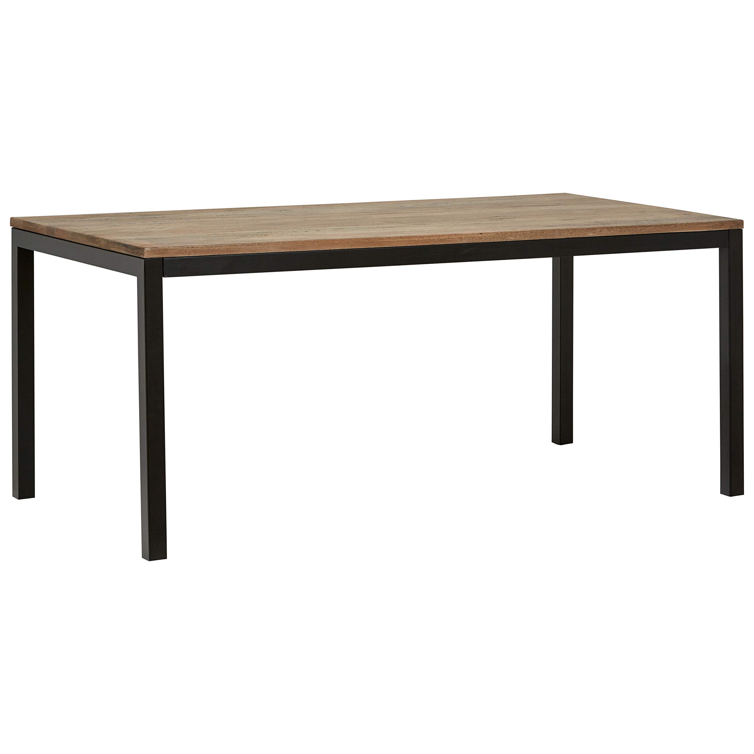 Amazon Brand – Stone & Beam Industrial Mango Wood Rectangle Dining Table, 71"L, Black Metal Legs