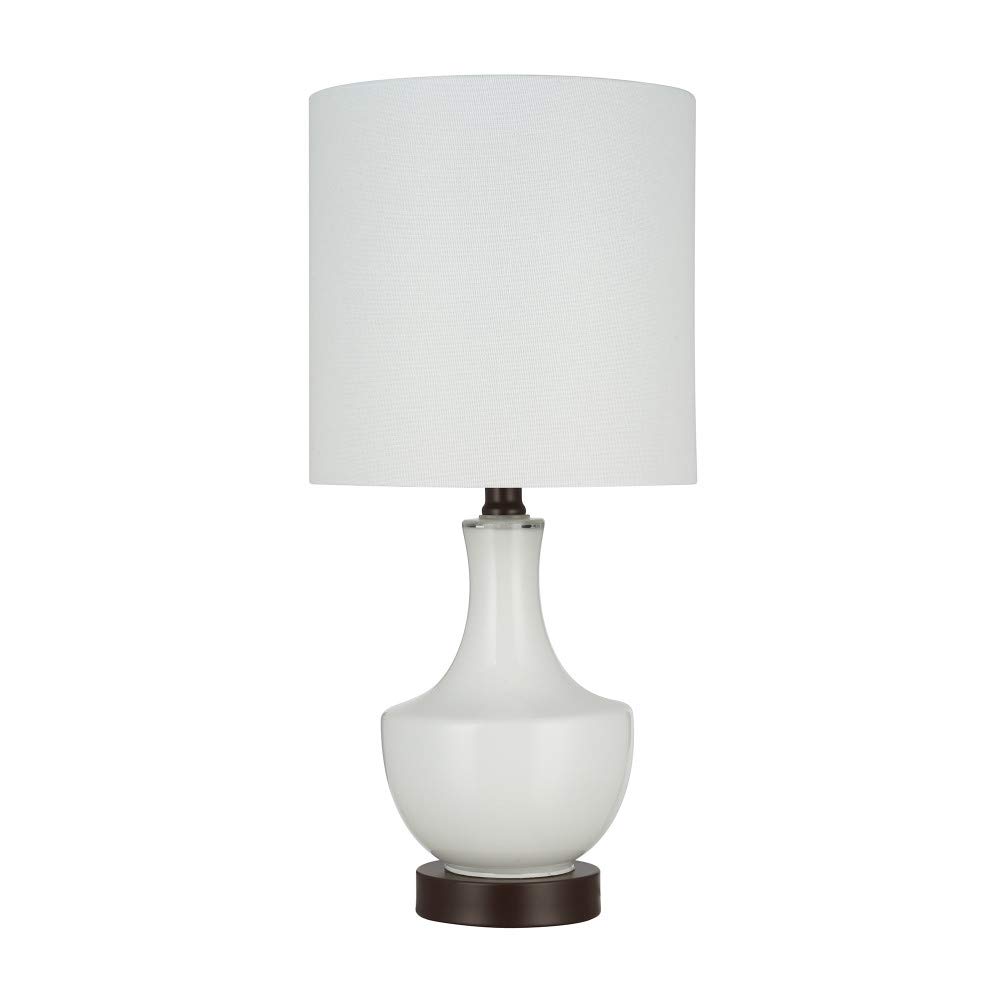Amazon Brand – Stone & Beam Contemporary Curved Glass Table Lamp, LED Bulb Included, 19.25"H, White