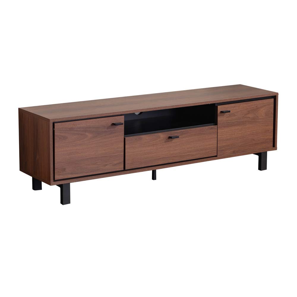 Marque Amazon - Movian Ljungan Meuble TV à 2 portes et 1 tiroir de rangement, 165 x 40 x 50 cm, Finition effet noyer