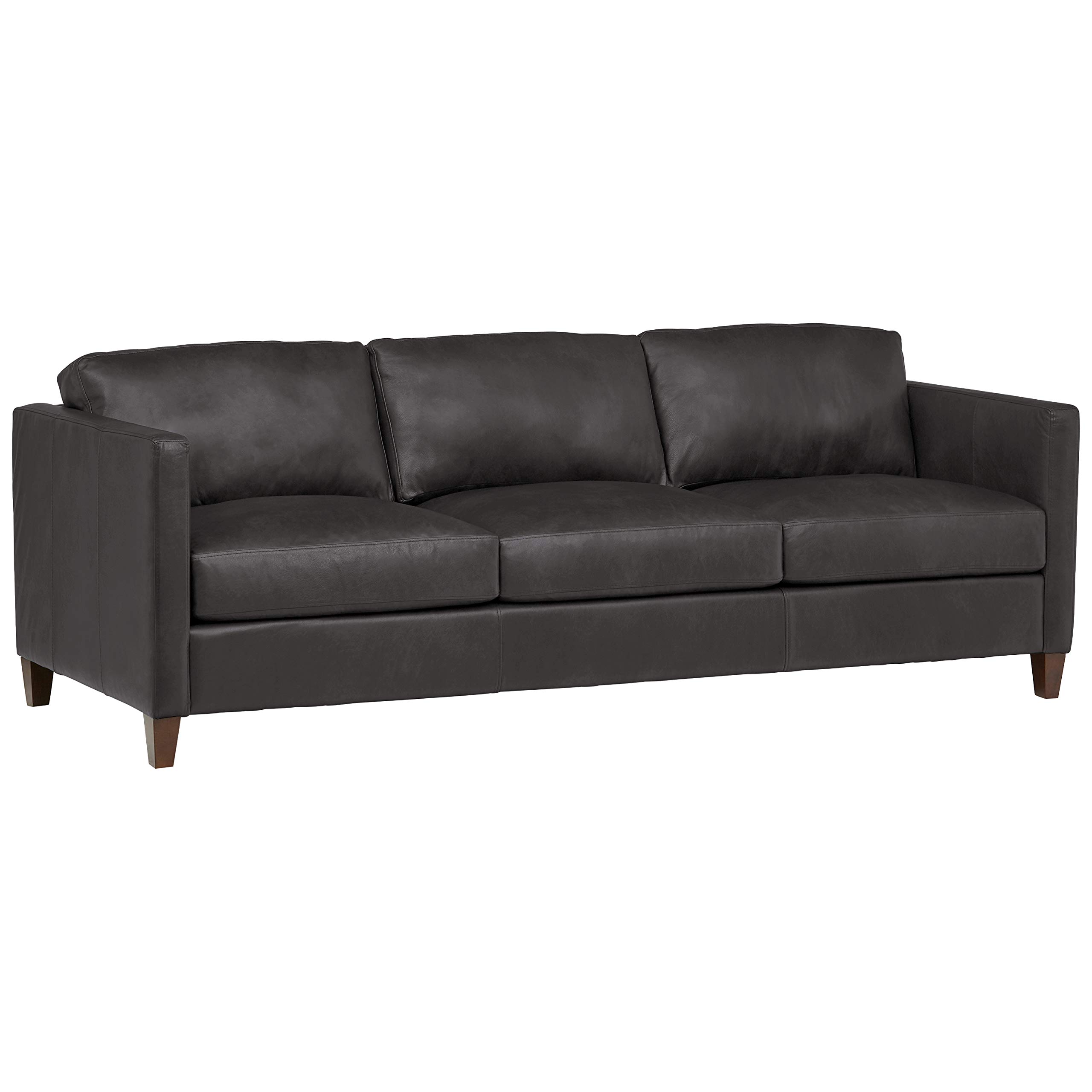 Amazon Brand – Stone & Beam Andover Sofa Couch, 90"W, Charcoal Leather