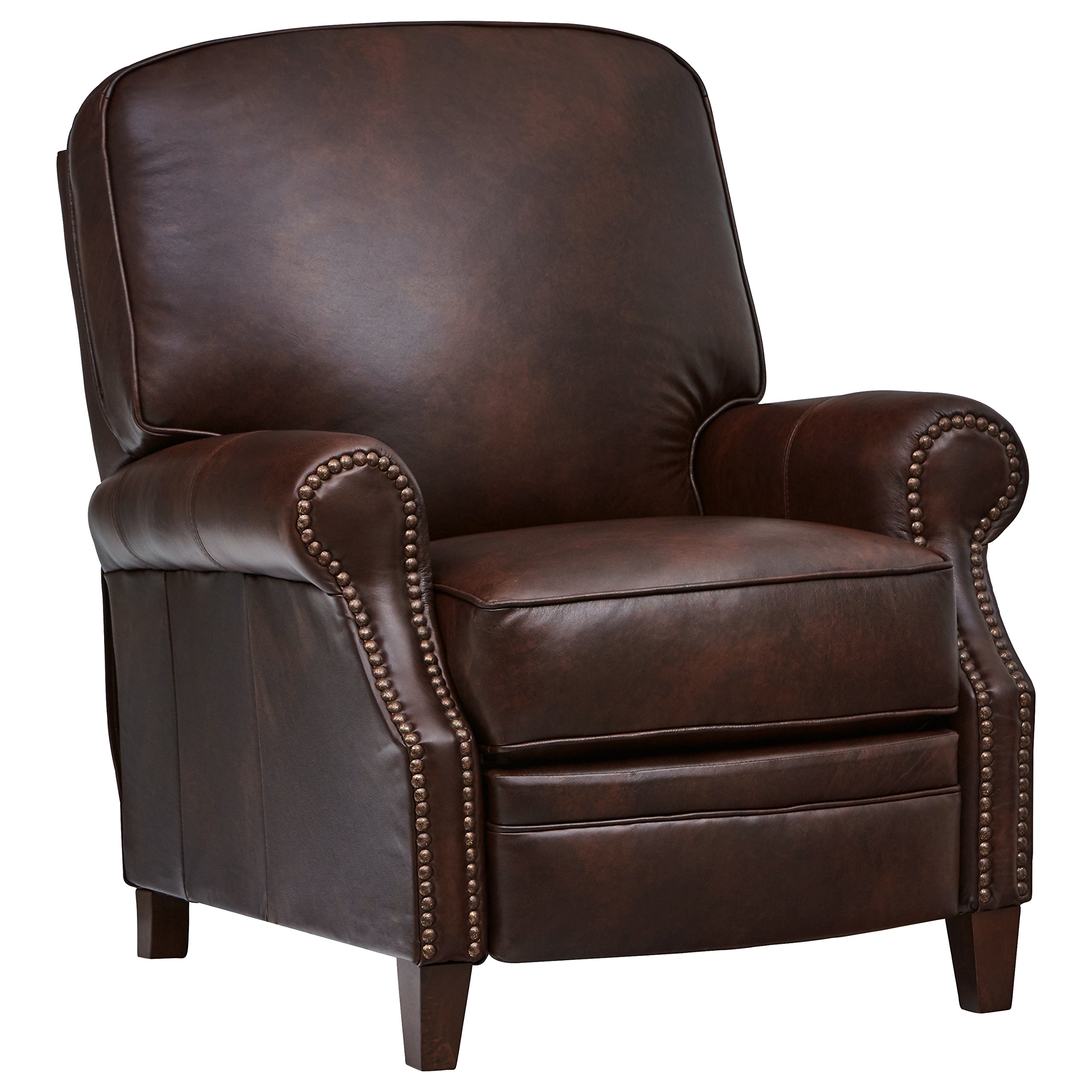 Amazon Brand – Stone & Beam Jameson Farmhouse Leather Nailhead Recliner Chair, 36"W, Driftwood