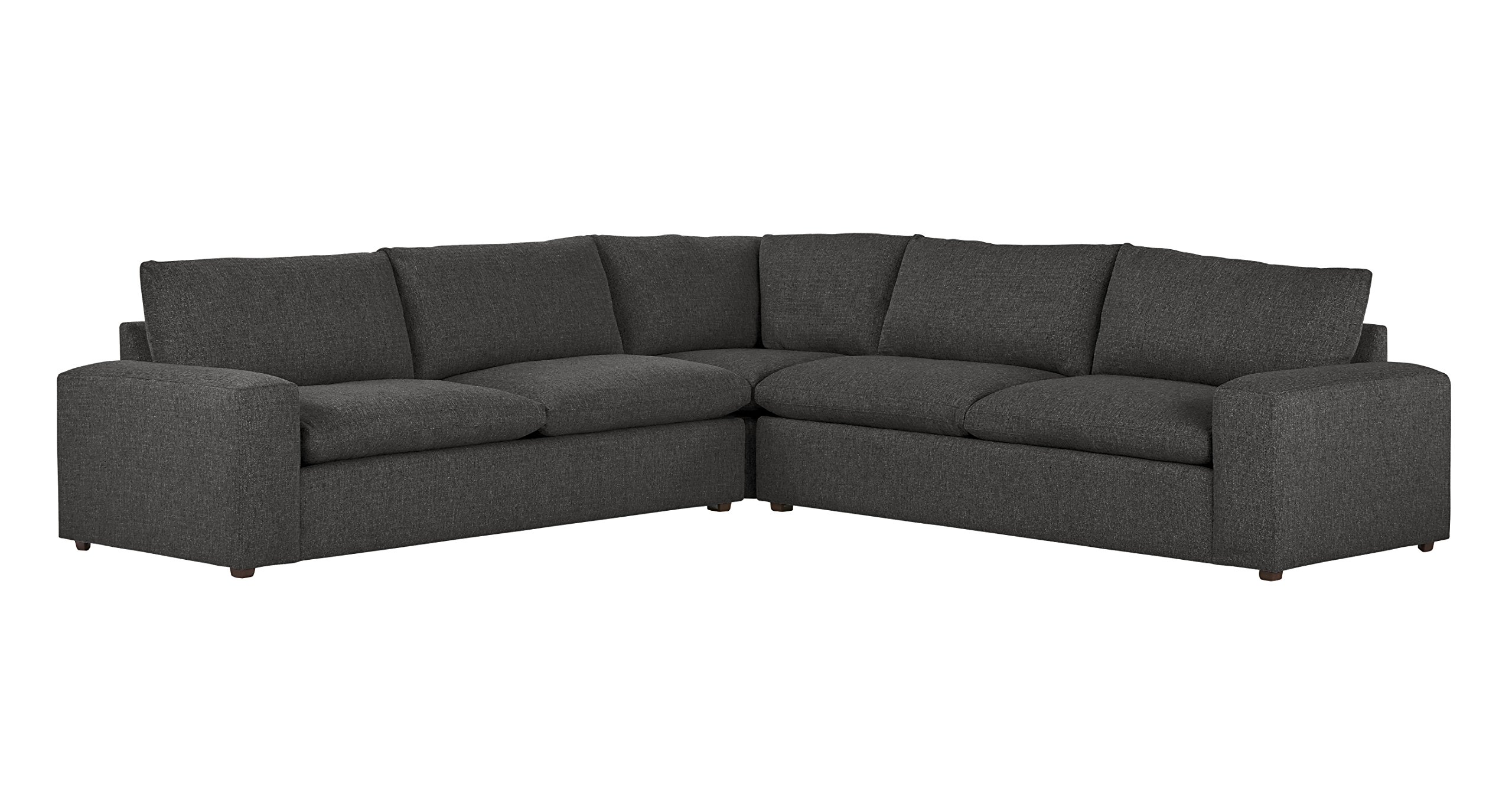 Amazon Brand – Stone & Beam Hoffman Down-Filled Performance Living Room Sectional Sofa Couch, 127"W, Dark Grey Tweed