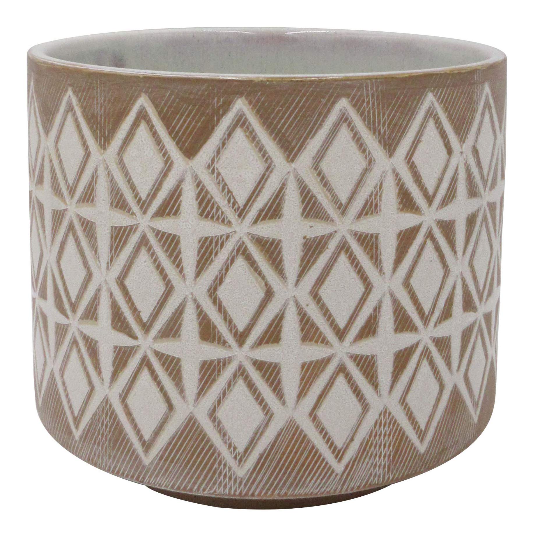 Amazon Brand – Rivet Geometric Ceramic Planter, 6.5"H, Prairie Sand