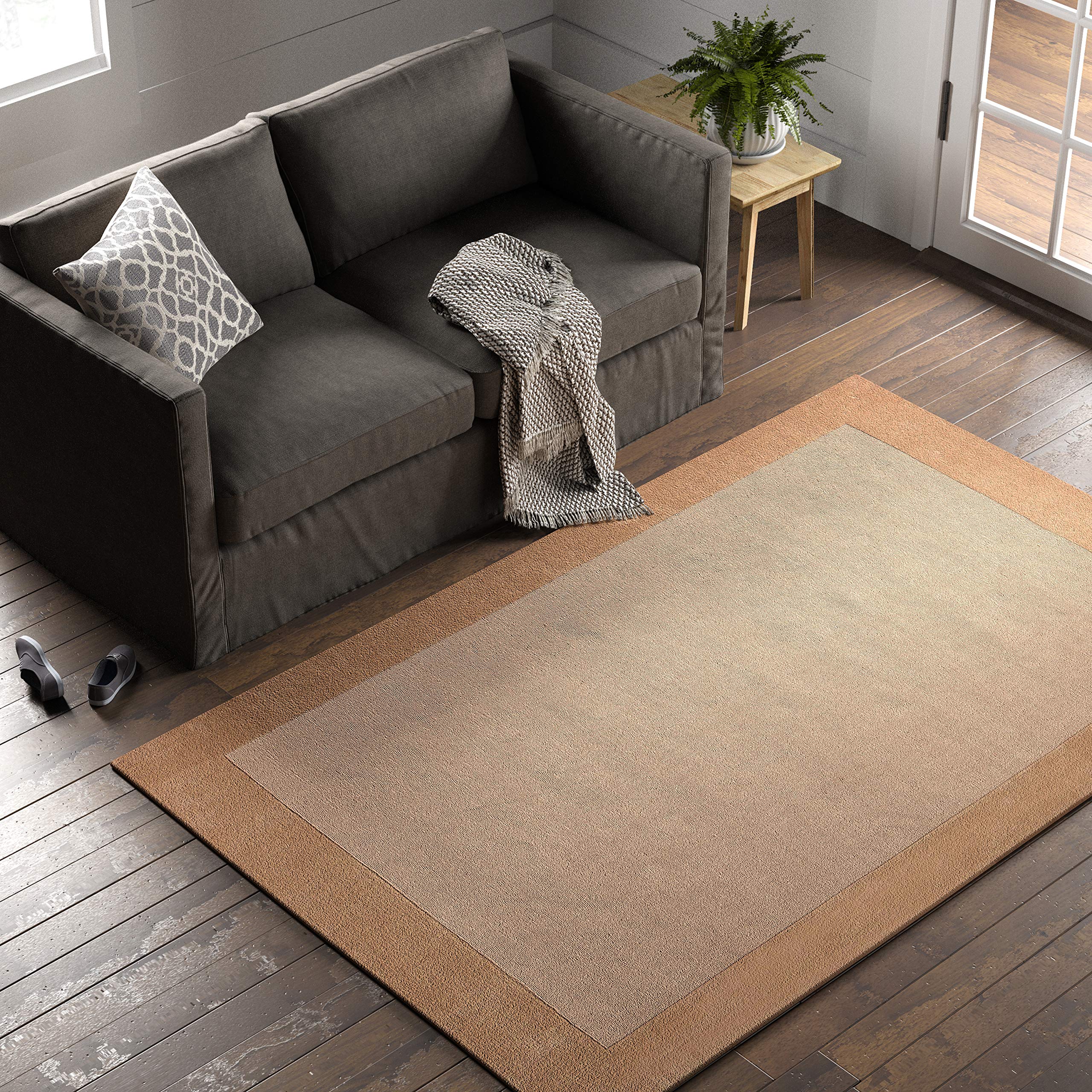 Amazon Brand – Stone & Beam Contemporary Mode Tone Wool Area Rug, 5 x 8 Foot, Taupe