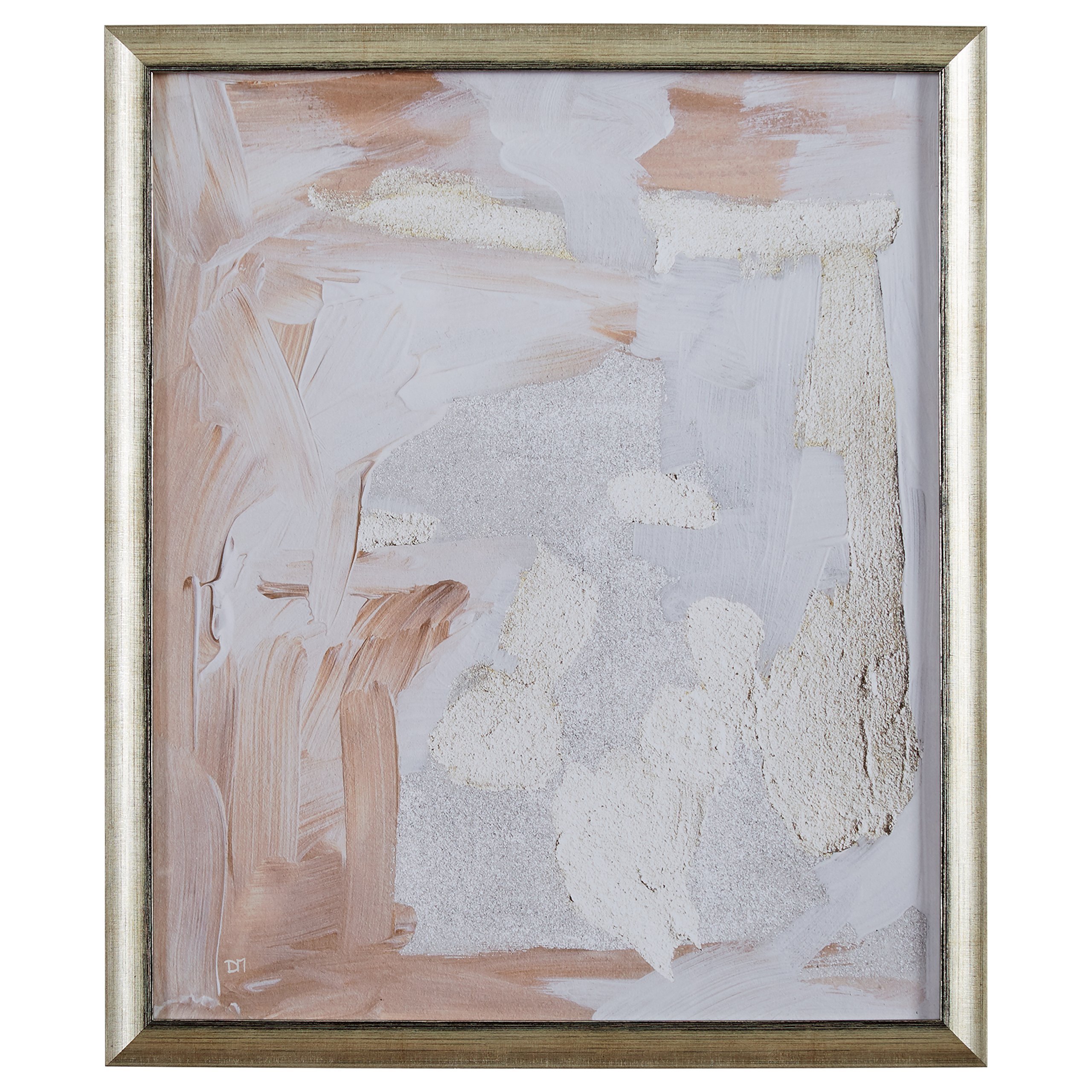 Amazon Brand – Stone & Beam Modern Abstract Pale Rose and White Textured Print Wall Art, in Gold Frame, 22" x 26"