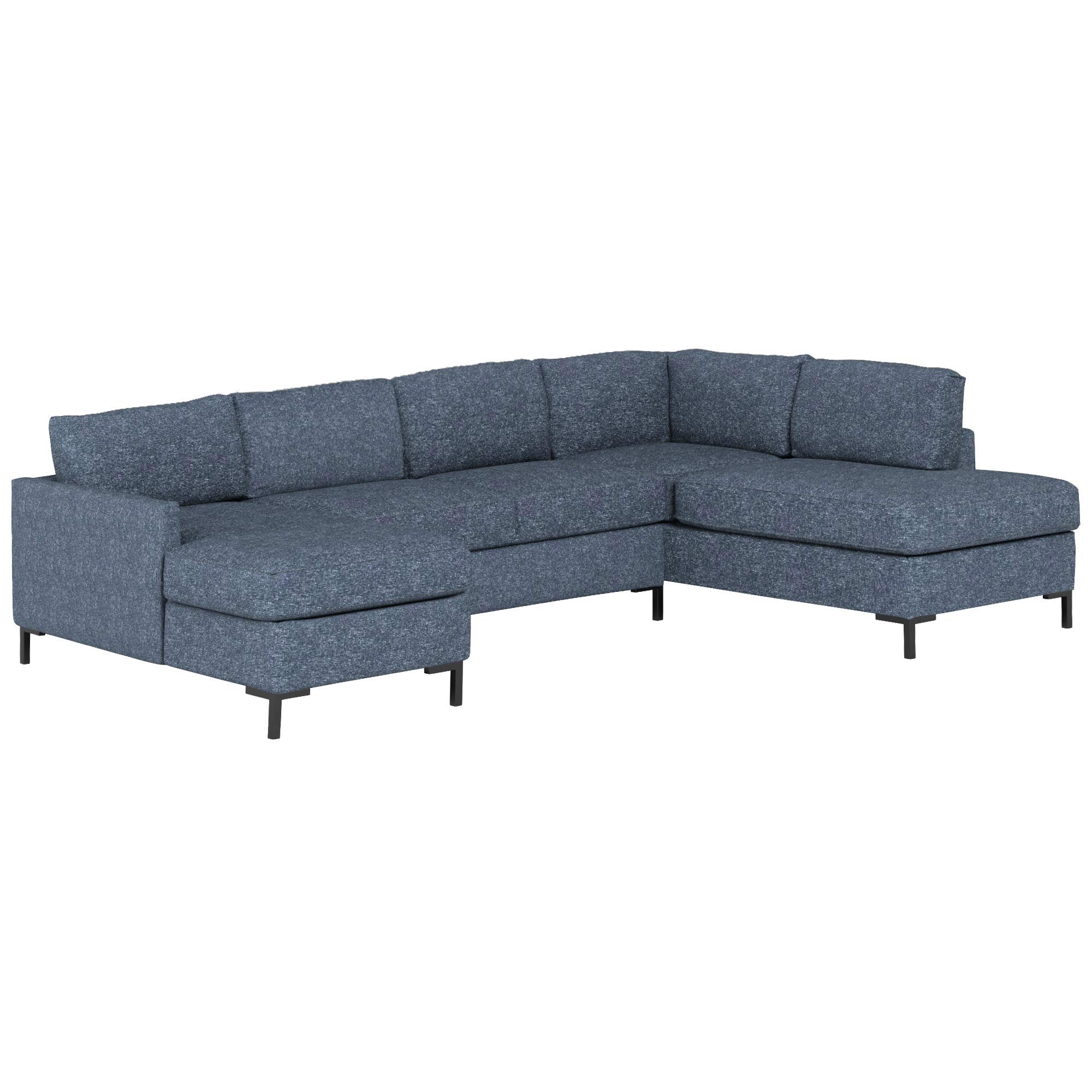 Amazon Brand – Rivet Edgewest Low Back Modern Right U-Sectional, 117"W, Blue