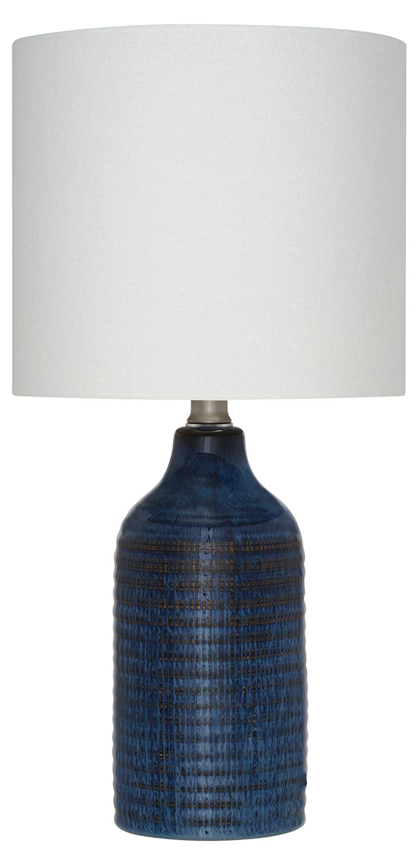 Amazon Brand – Stone & Beam Glazed Ceramic Table Lamp, 19"H, Dark Blue