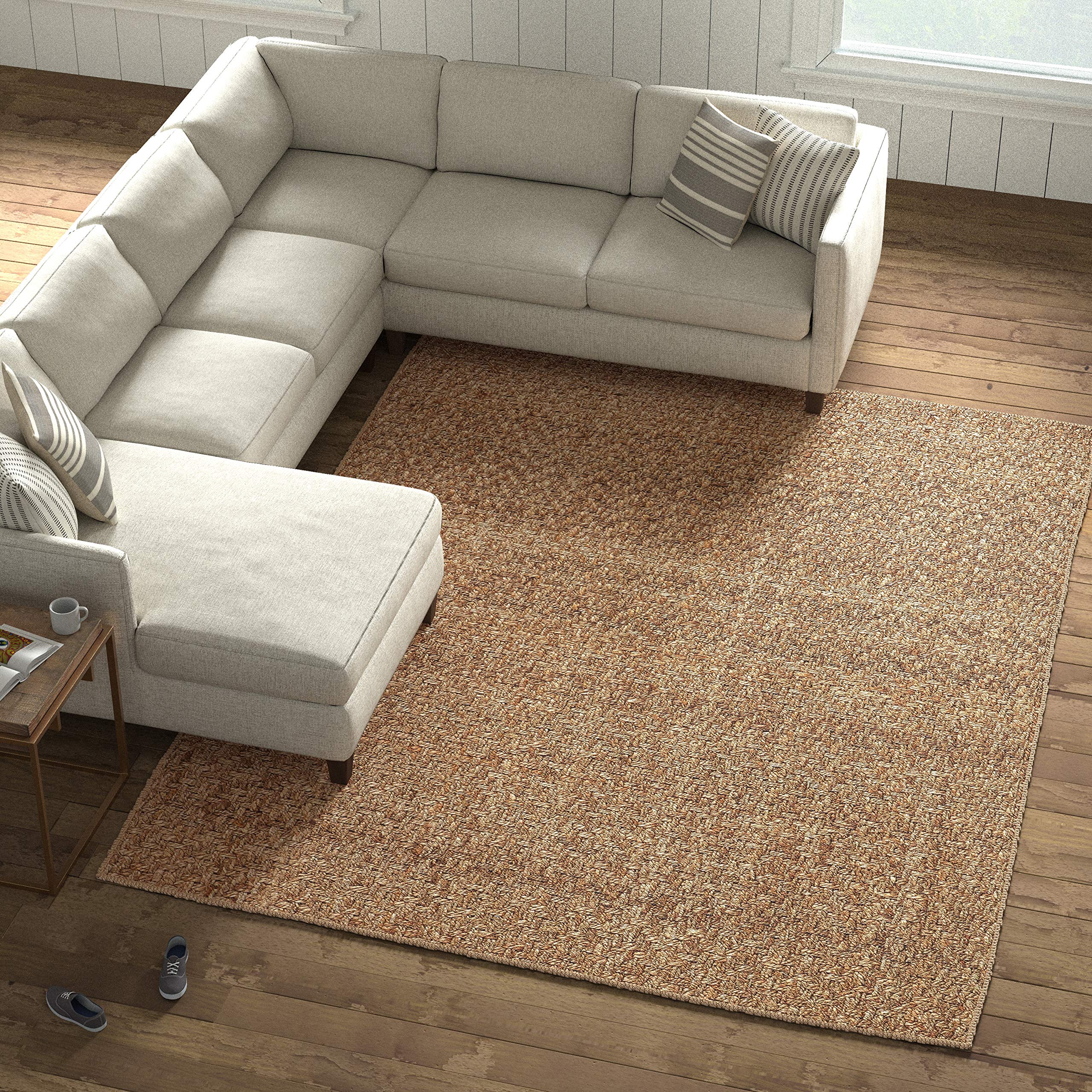 Amazon Brand – Stone & Beam Contemporary Textured Jute Area Rug, 8 x 10 Foot, Tan