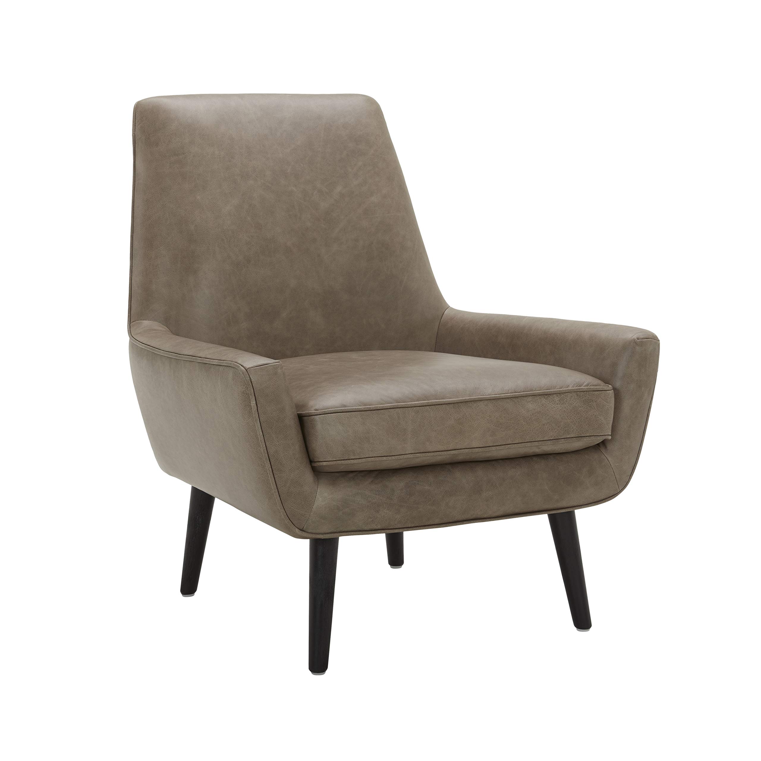 Amazon Brand – Rivet Jamie Leather Mid-Century Modern Low Arm Accent Chair, 31"W, Grey