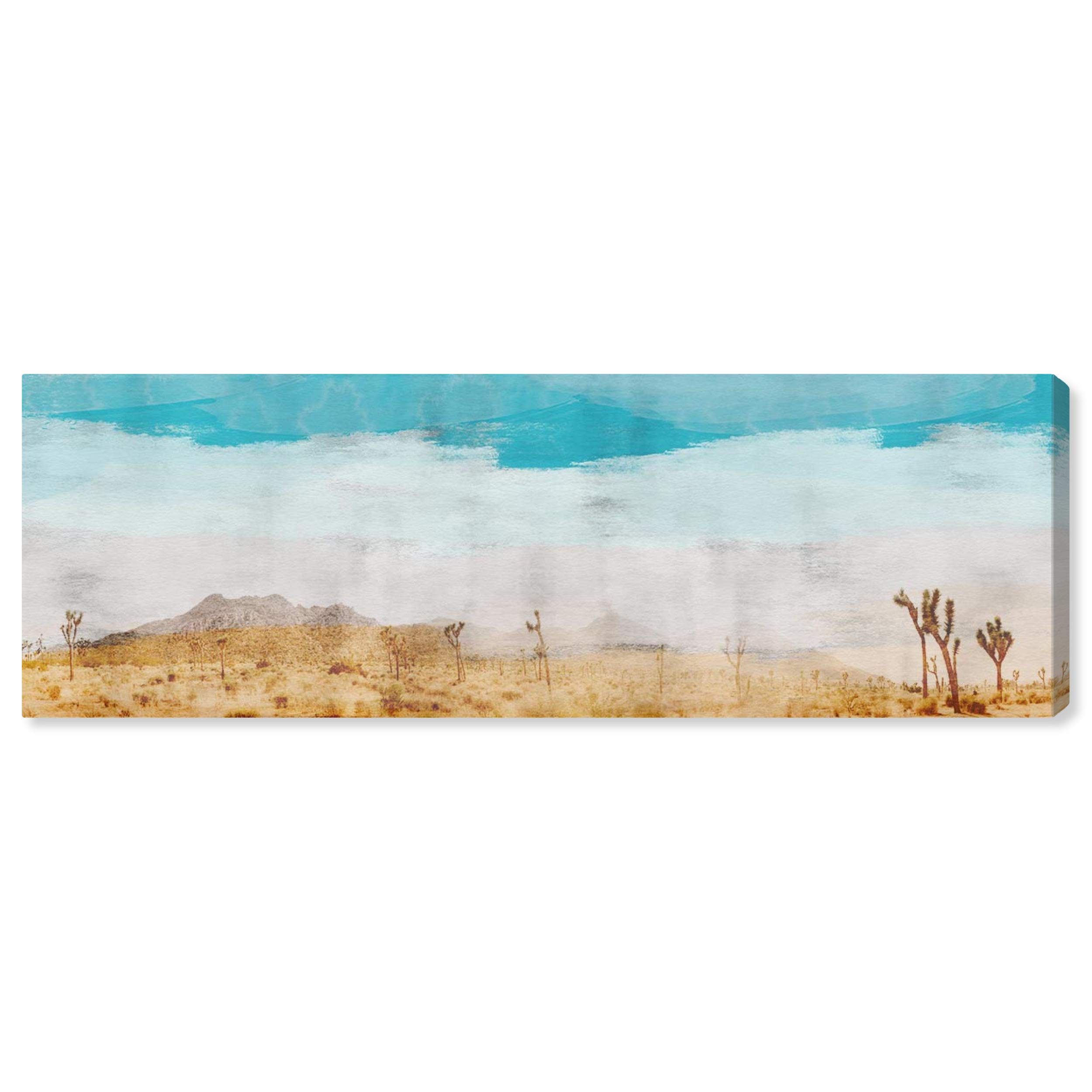 Amazon Brand – Stone & Beam Contemporary Turquoise and Tan Desert Scene on Canvas Wall Art, 30" x 10"