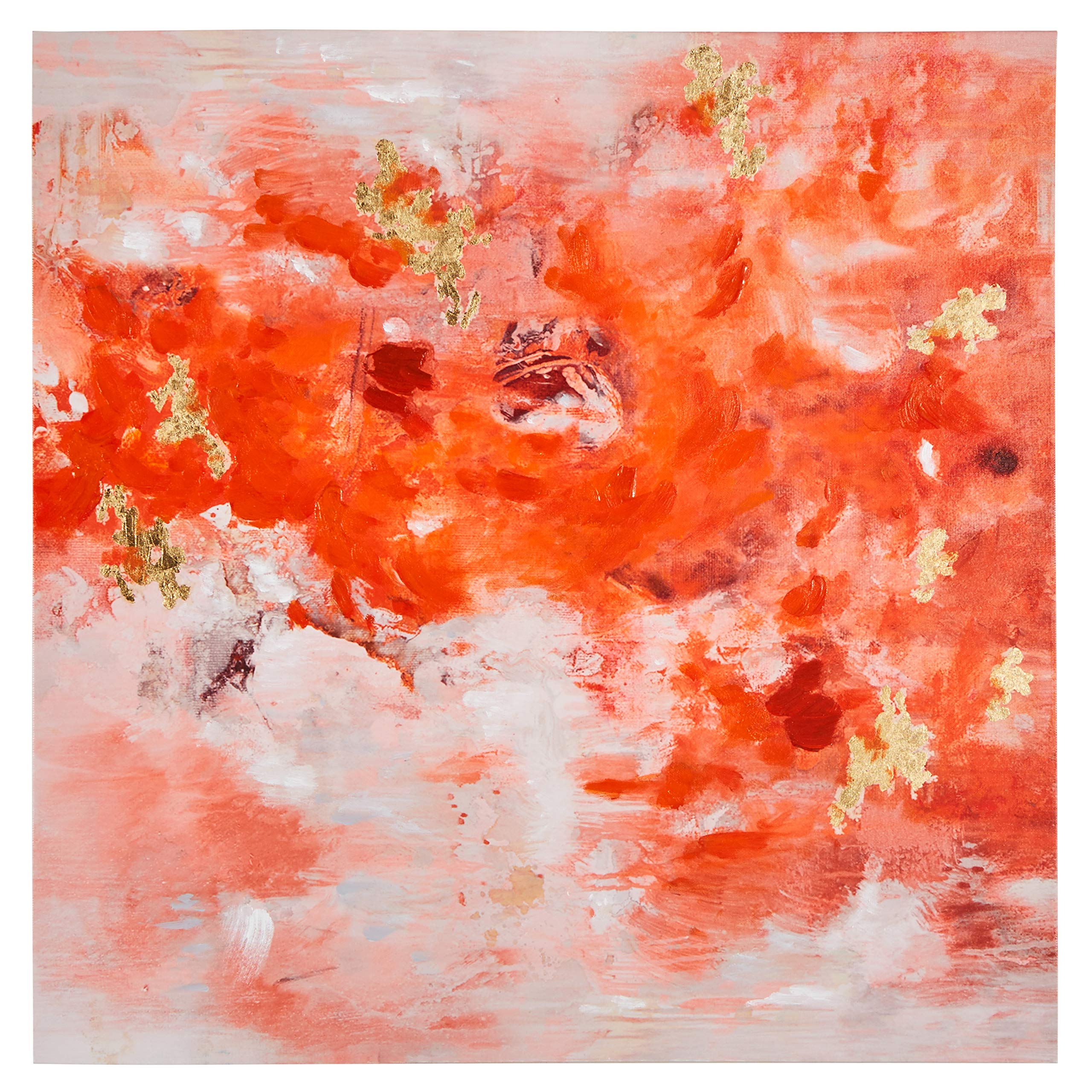 Amazon Brand – Rivet Contemporary Thick-Texture Print with Gold Leaf on Canvas, 30" x 30", Red, White, Gold