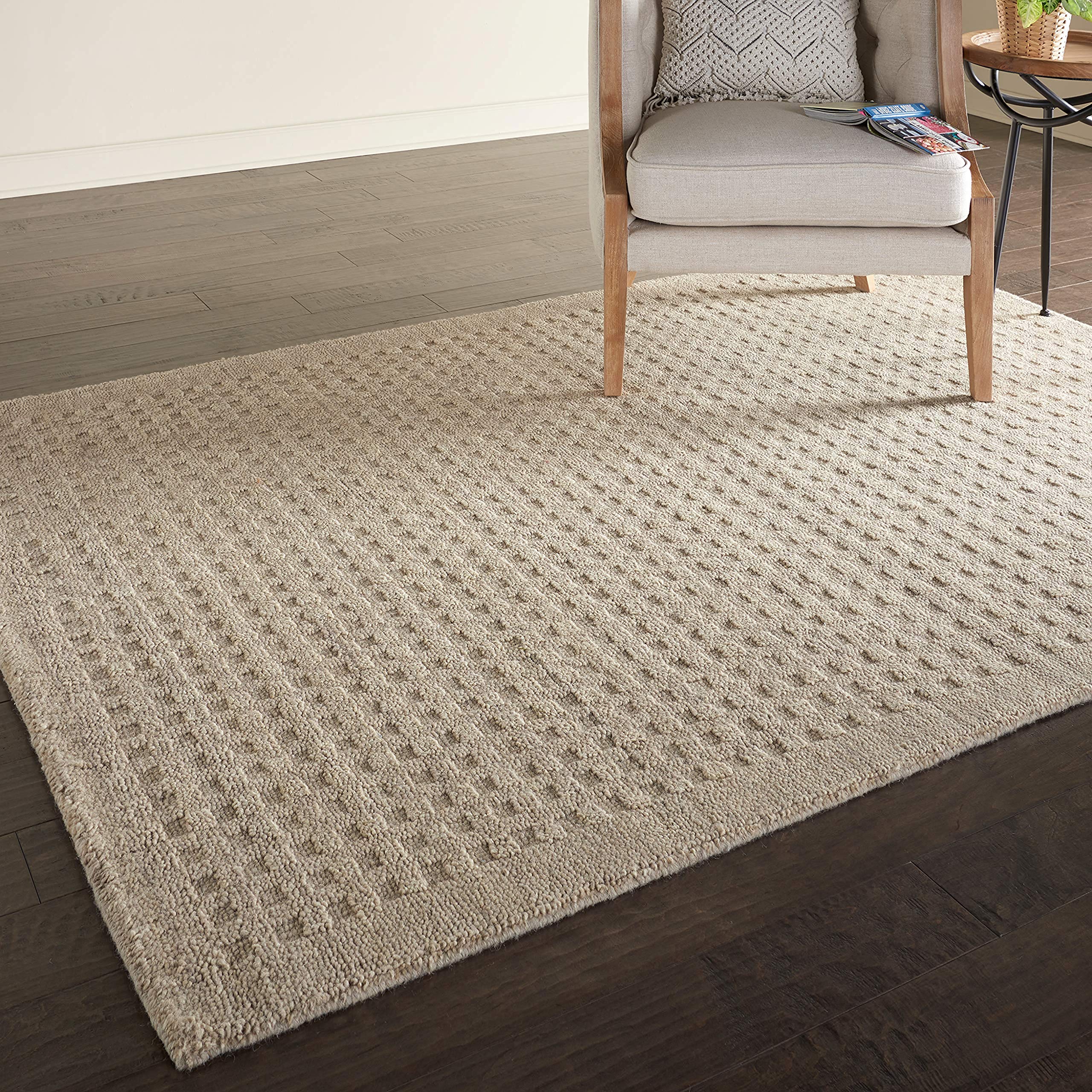 Amazon Brand – Stone & Beam Casual Geometric Wool Rug, 9' 6" x 6' 6", Taupe