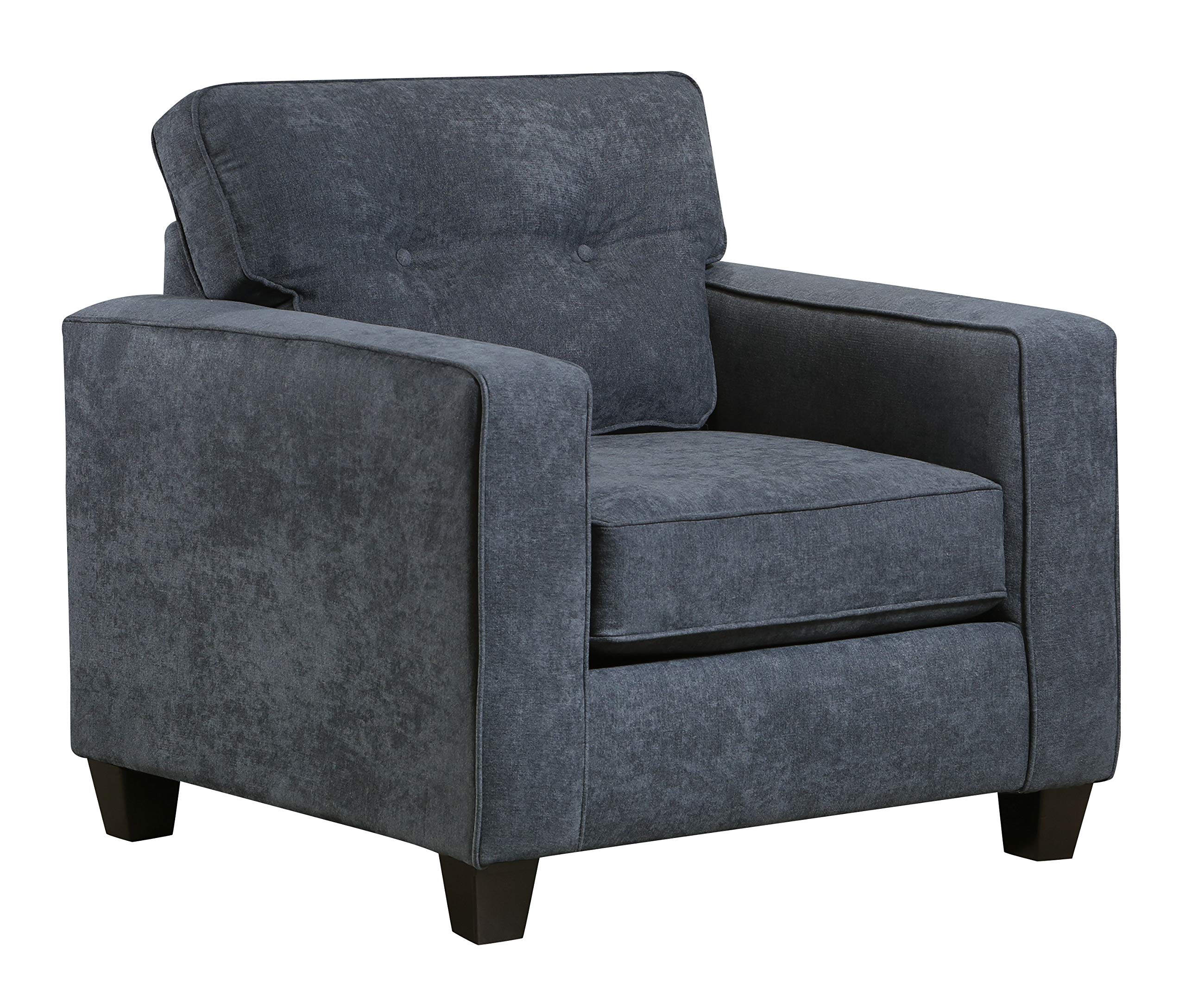 Amazon Brand – Stone & Beam Joanna Contemporary Tufted Accent Chair with Reversible Cushions, 40"W, Blue