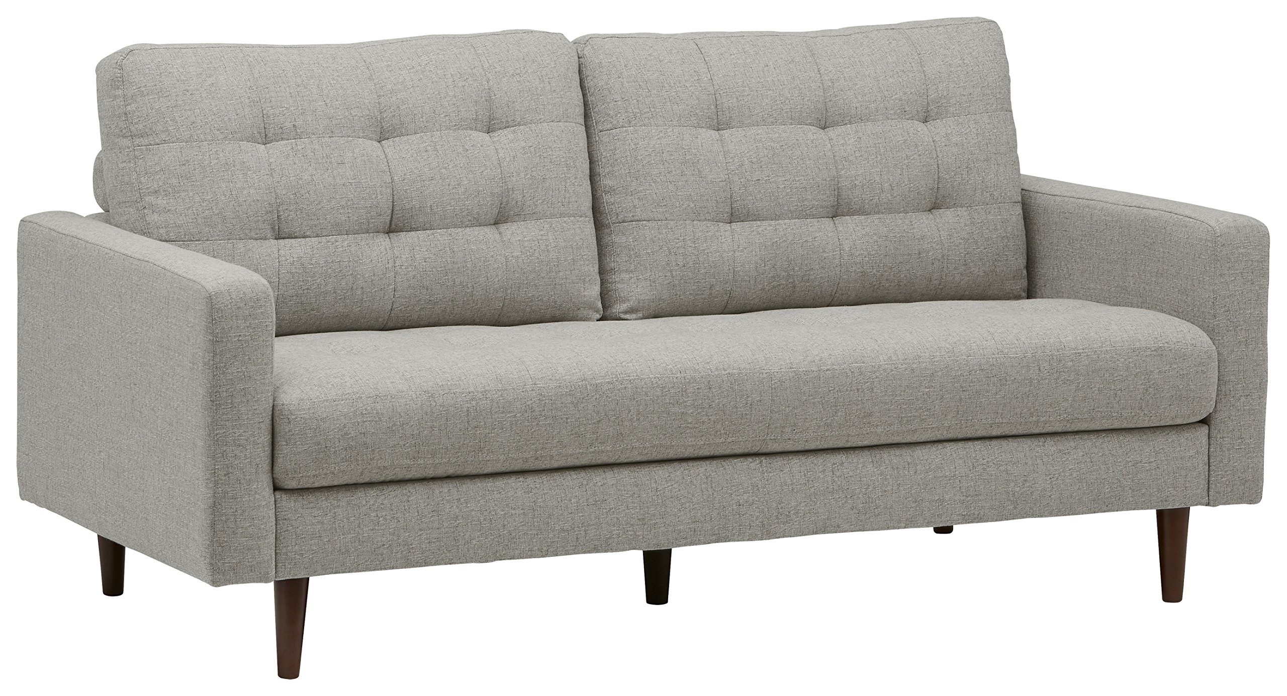 Amazon Brand – Rivet Cove Mid-Century Modern Tufted Sofa with Tapered Legs, 72"W, Light Grey