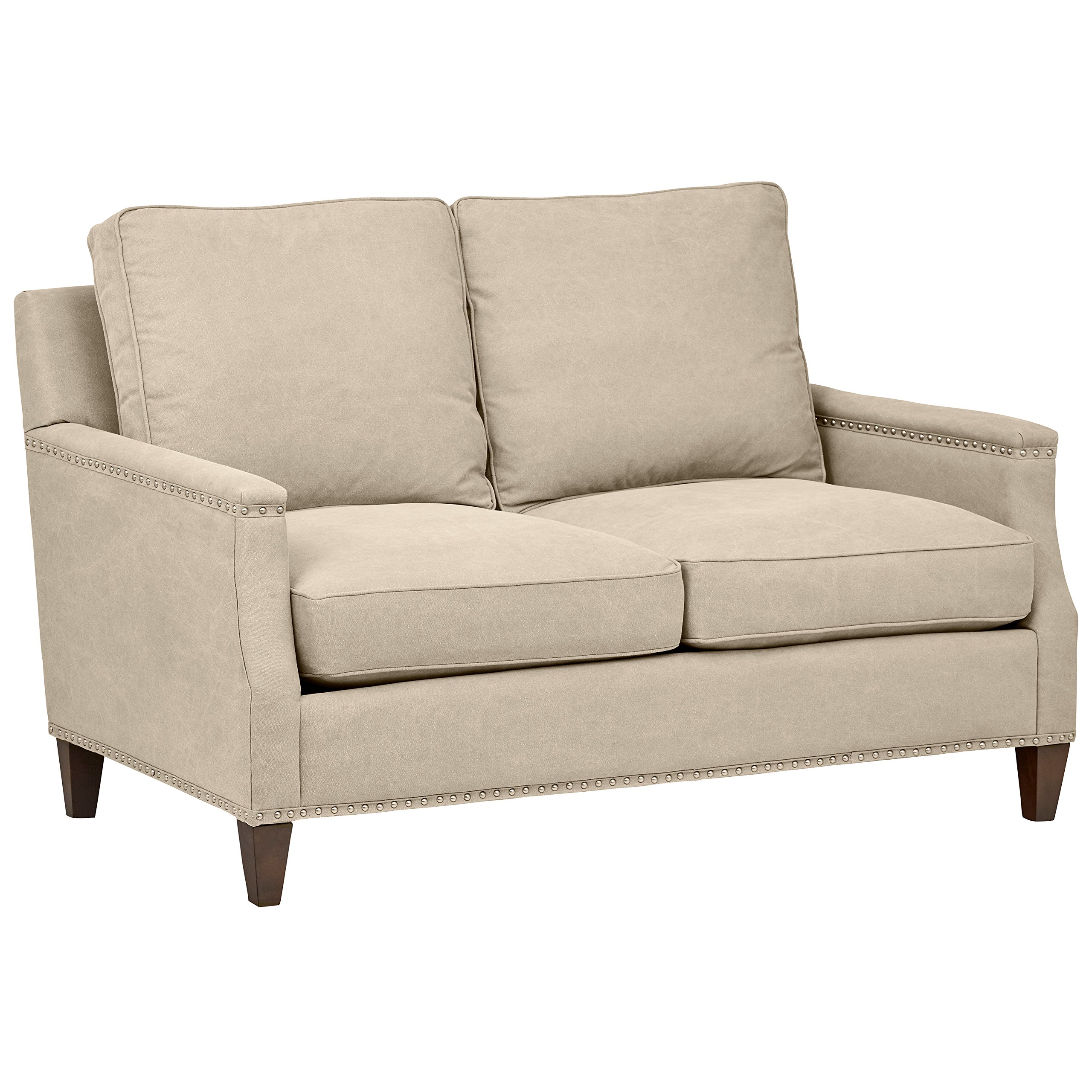 Amazon Brand – Stone & Beam Marin Studded Loveseat, 60"W, Linen