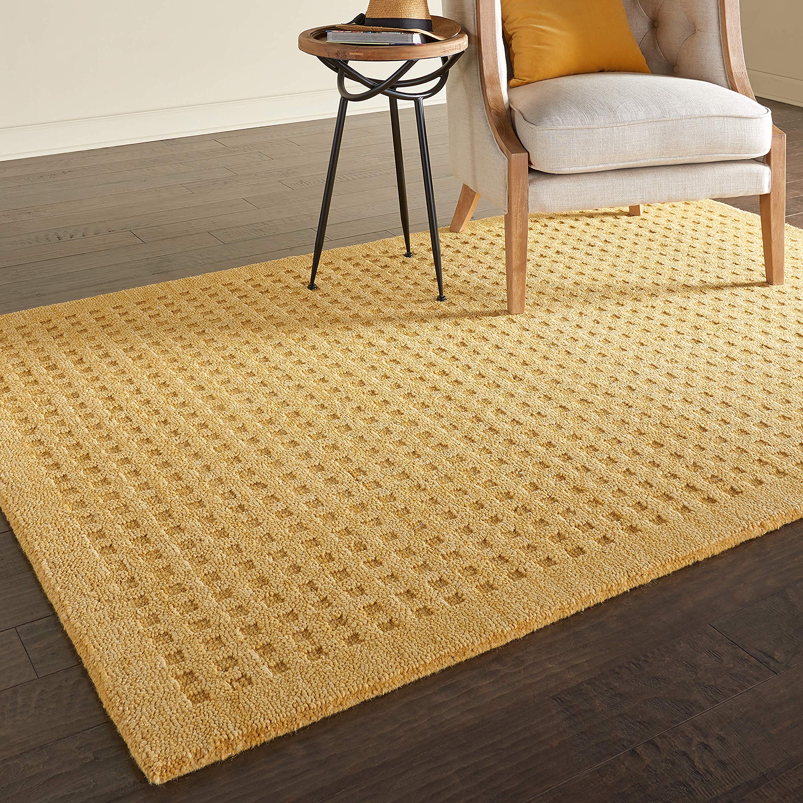 Amazon Brand – Stone & Beam Casual Geometric Wool Area Rug, 7' 6" x 5', Gold