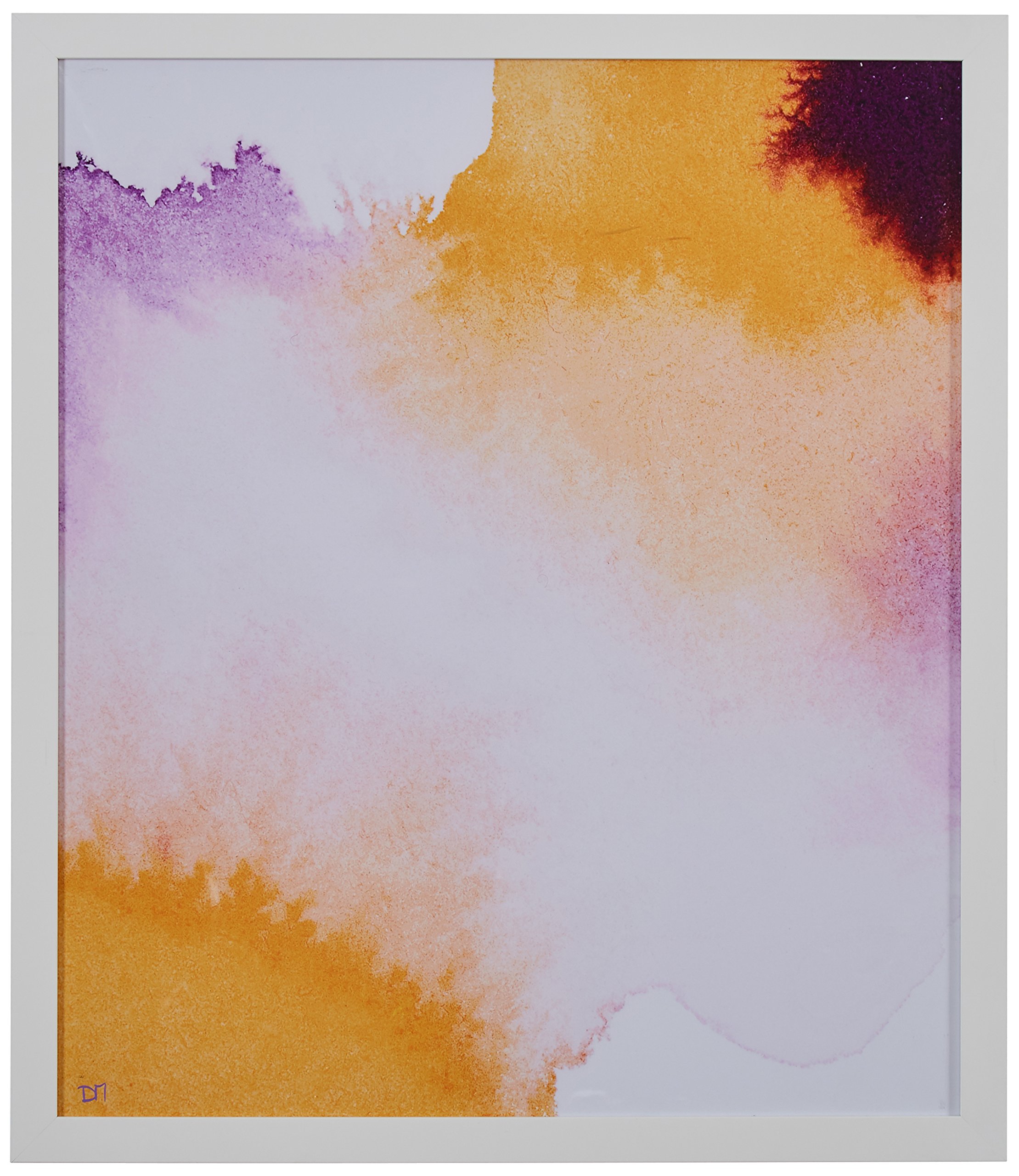 Amazon Brand – Rivet Yellow and Purple Contrast Watercolor Print Wall Art in White Frame, 19" x 22"