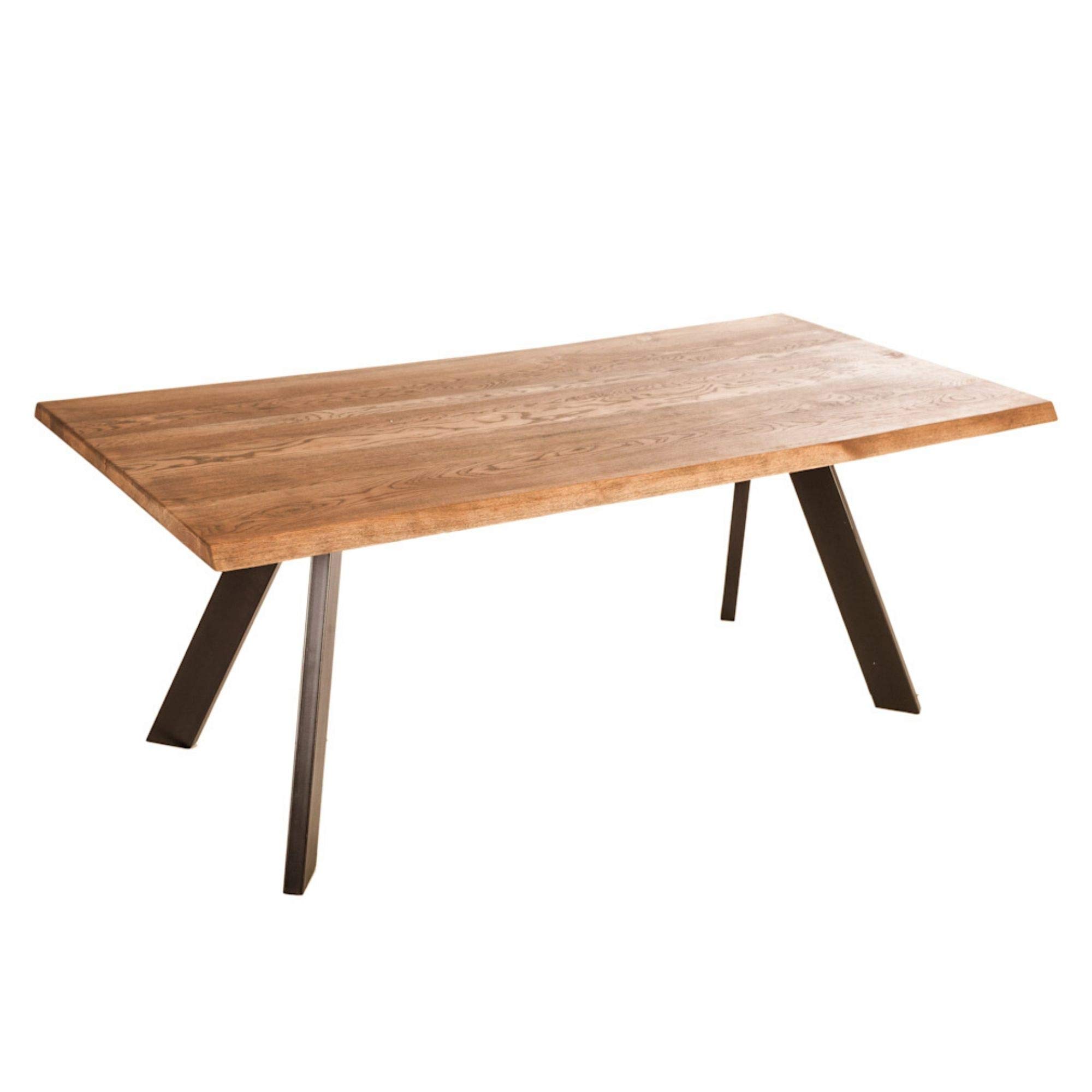 Marca Amazon - Alkove - Hayes - Mesa de madera maciza con patas metálicas en forma de A (180 cm, roble salvaje)