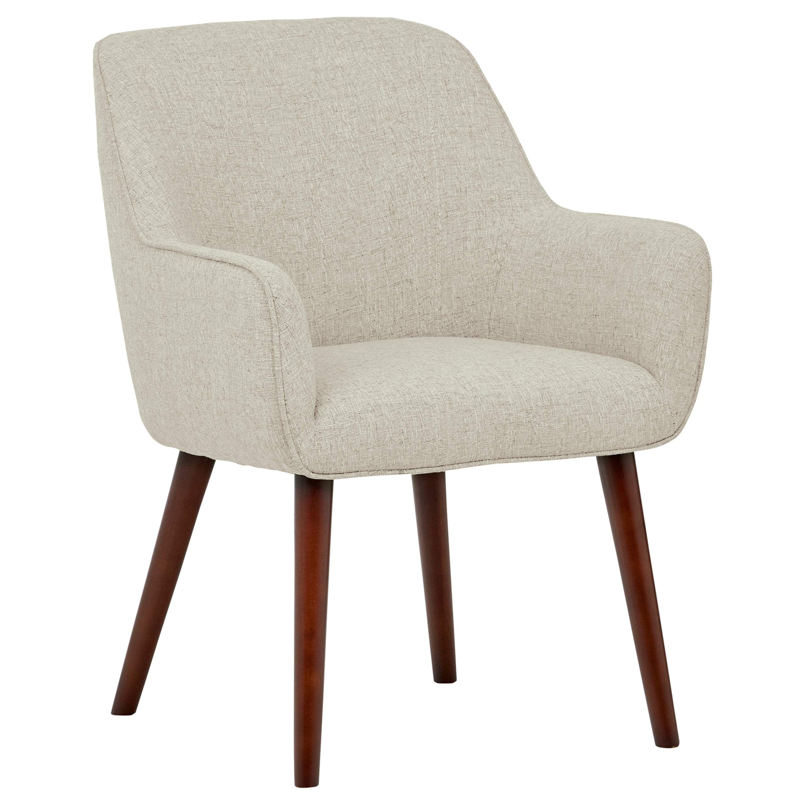 Amazon Brand – Rivet Julie Mid-Century Modern Dining Room Accent Chair with Arms, 32"H, Chalk
