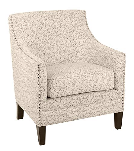 Amazon Brand – Ravenna Home Kaiden Patterned Nailhead Accent Chair, 33"W, Leaf
