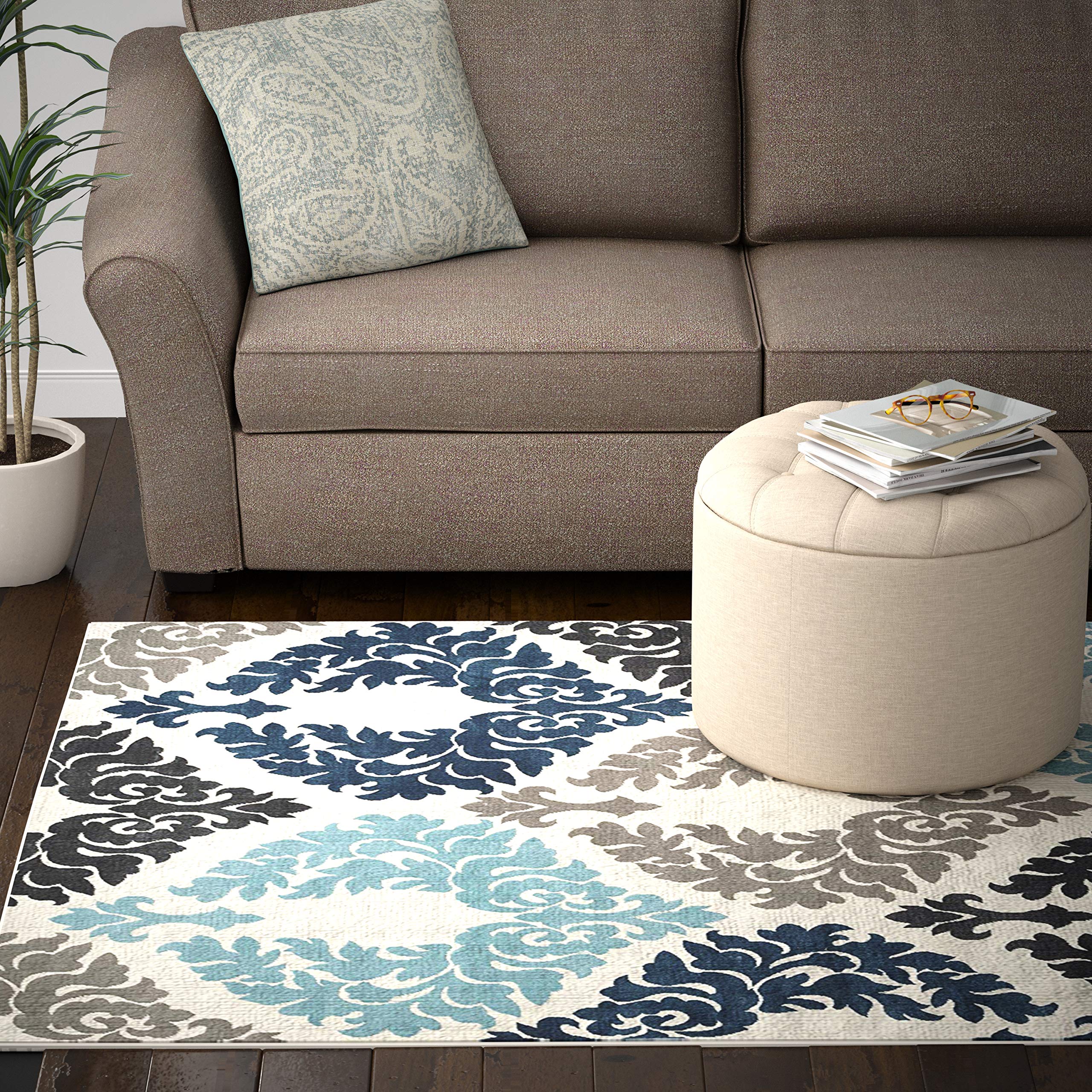 Ravenna Home Esquire Rug, 5'W x 7'6"L, Feathery Ogee Design