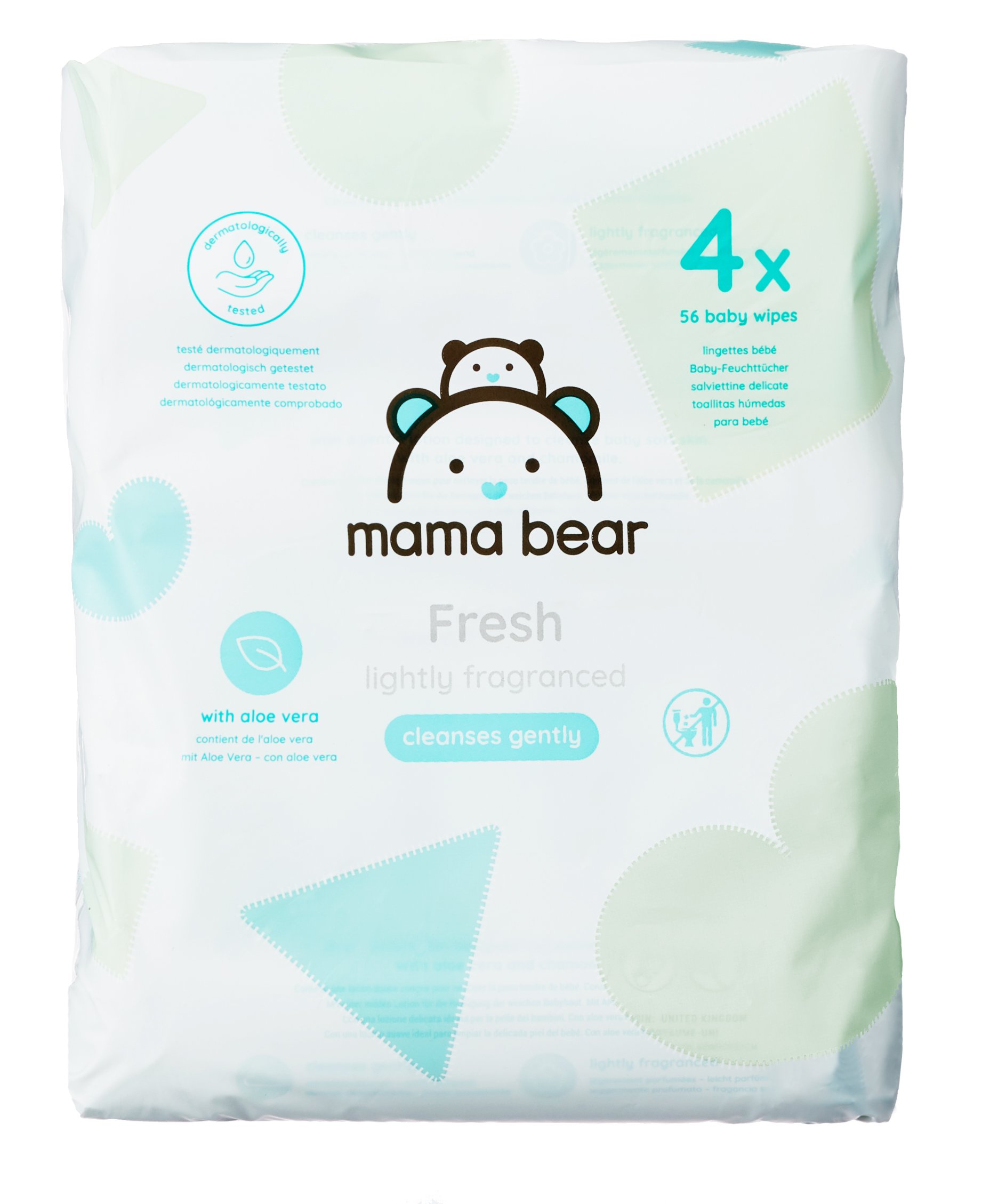 Amazon Brand - Mama Bear Fresh Baby Wipes – Pack of 4 (Total 224 wipes)