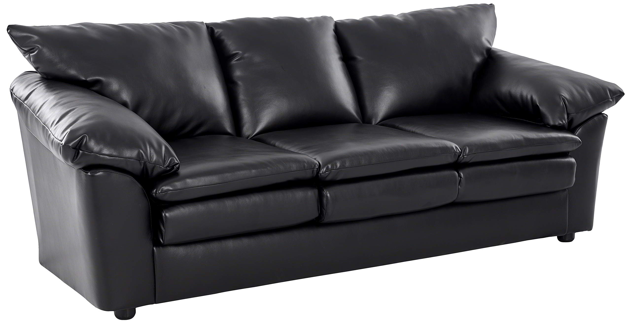 Amazon Brand – Ravenna Home Darian Oversized Pillow Faux Leather Sofa, 92"W, Black