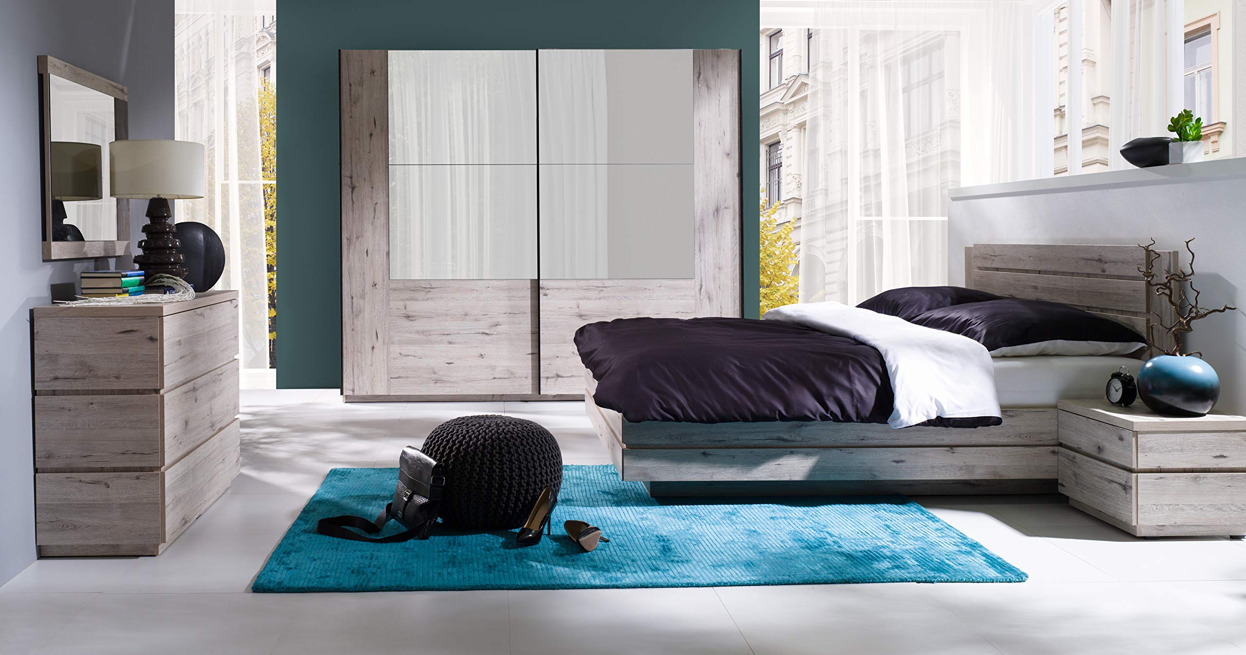 Marca Amazon - Movian Saale - Cama doble de 195 x 97 x 208 cm (king size, roble Wellington)