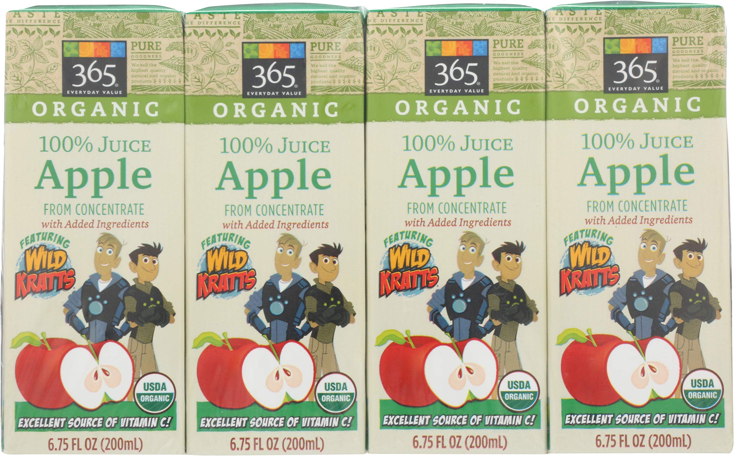 365 Everyday Value, Featuring Wild Kratts, Organic 100% Juice from Concentrate, Apple (8 - 6.75 fl oz Boxes), 54 fl oz