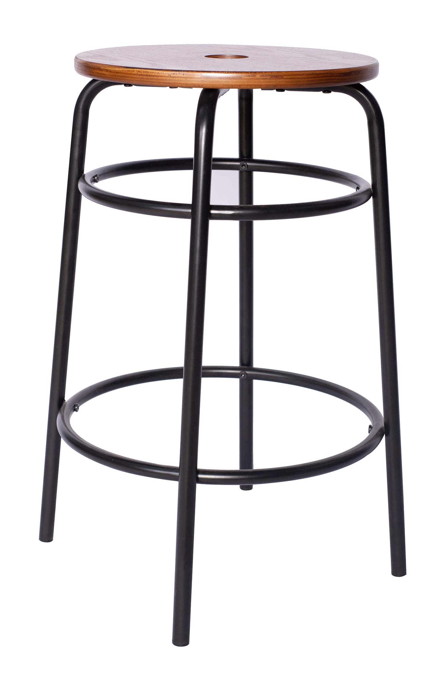 Ravenna Home Caleb Barhocker, rund, mit Metallbeinen, 61 cm, 2 Stück Fest 17.9" Lx17.9 Wx24 H schwarz