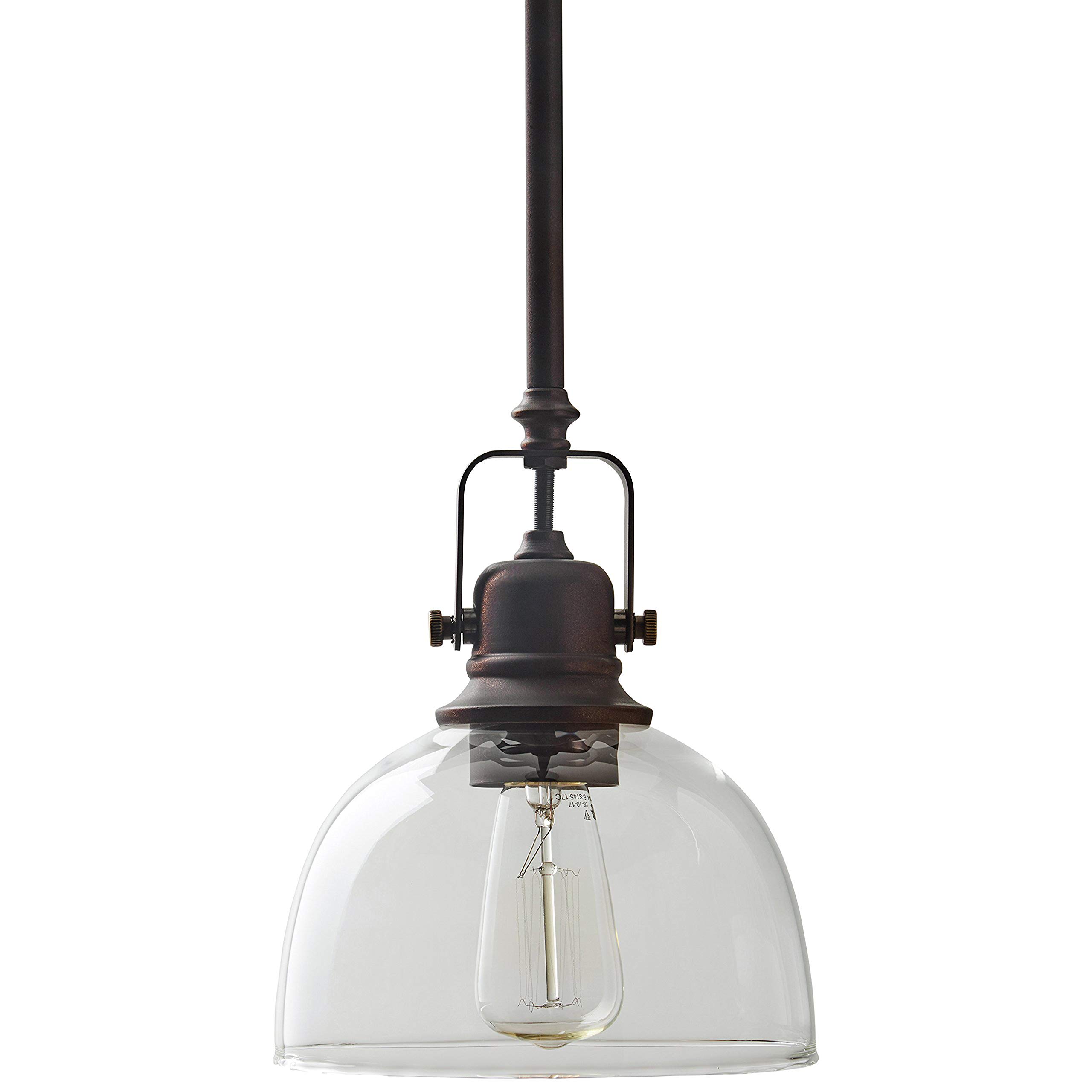 Amazon Brand – Stone & Beam Vintage Ceiling Pendant Lighting Fixtureand Clear Glass Shade - 7 x 7 x 17.25 Inches, 11.75 - 59.25 Inch Cord, Oil Rubbed Bronze