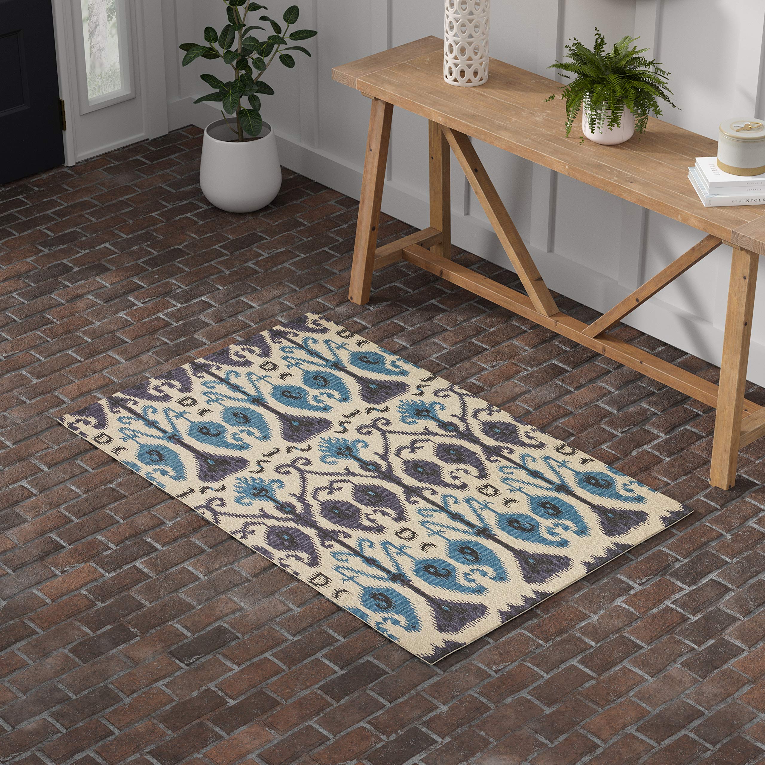 Amazon Brand – Stone & Beam Contemporary Ikat Inspired Wool Area Rug, 3' 6" x 5' 6", Beige
